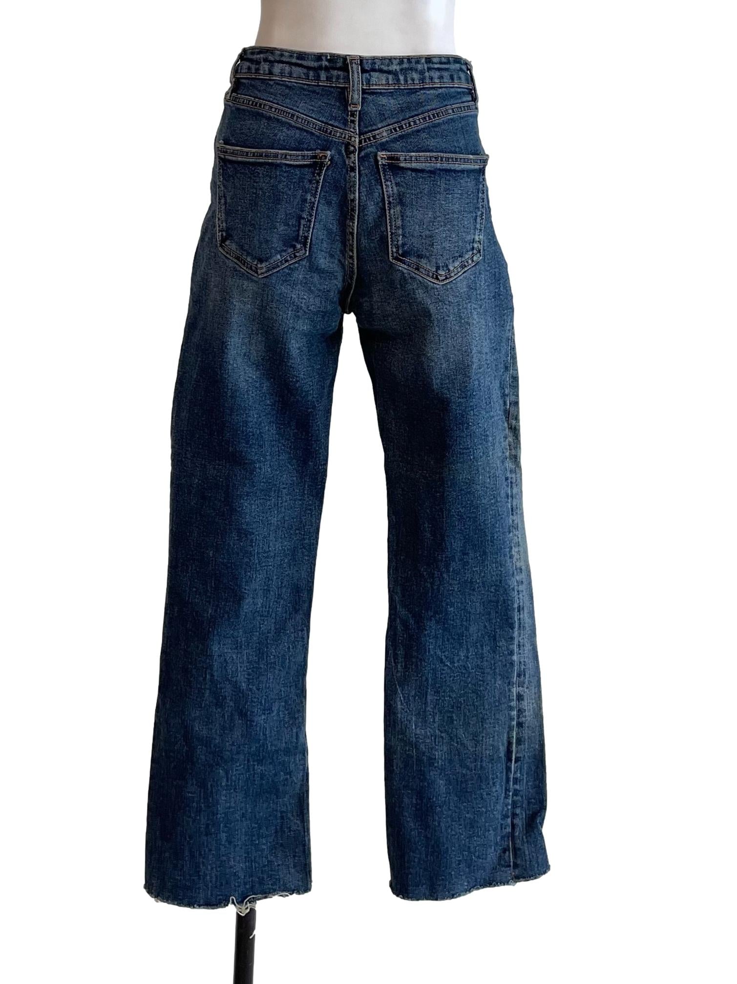 Blue Distressed Flare Jeans