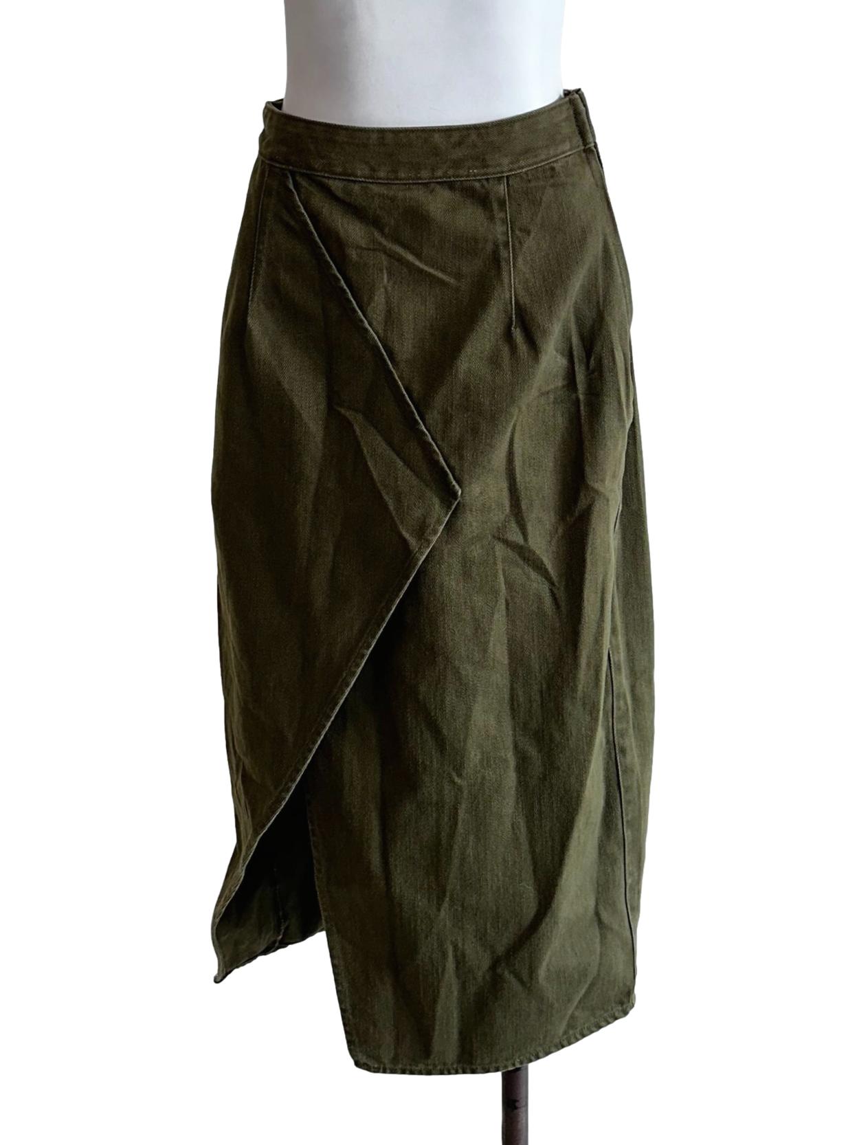 Moss Green Slit Skirt