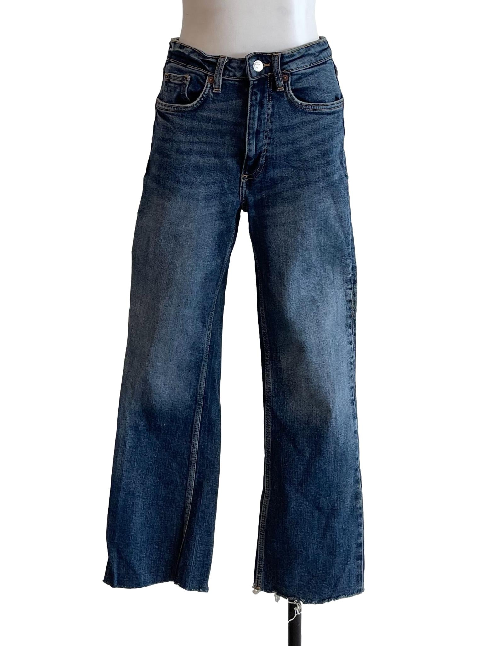 Blue Distressed Flare Jeans