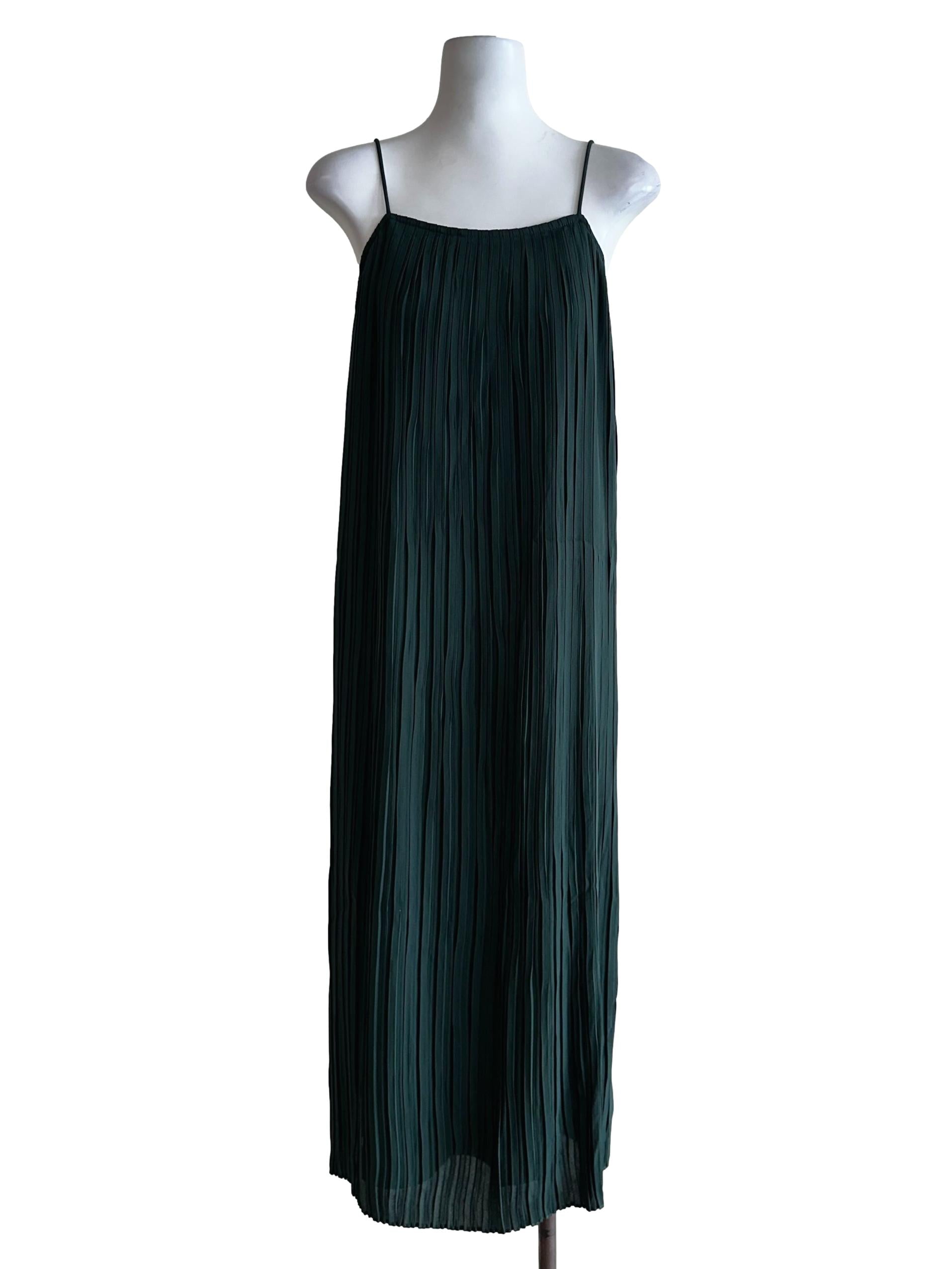 Basil Green Pleated Pattern Dress