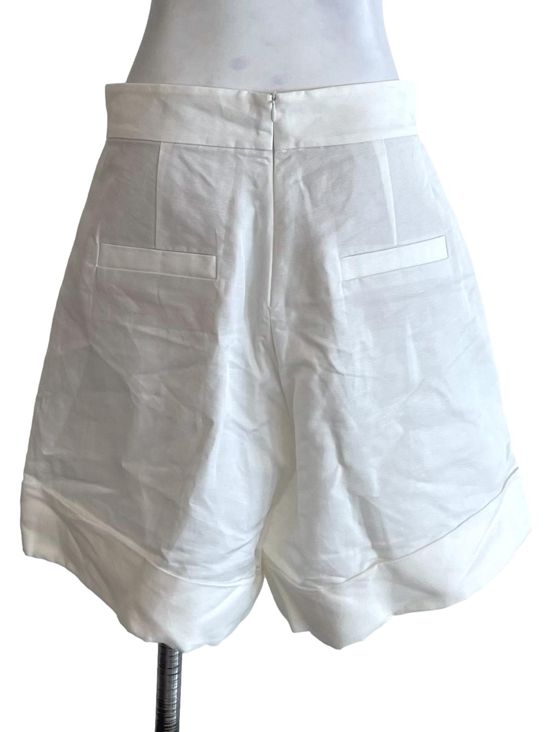 White Cuffed High Waist Shorts