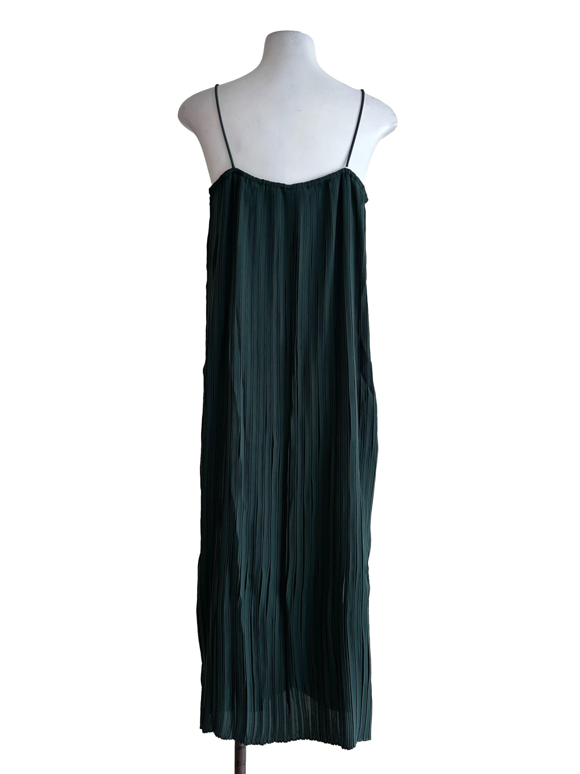 Basil Green Pleated Pattern Dress