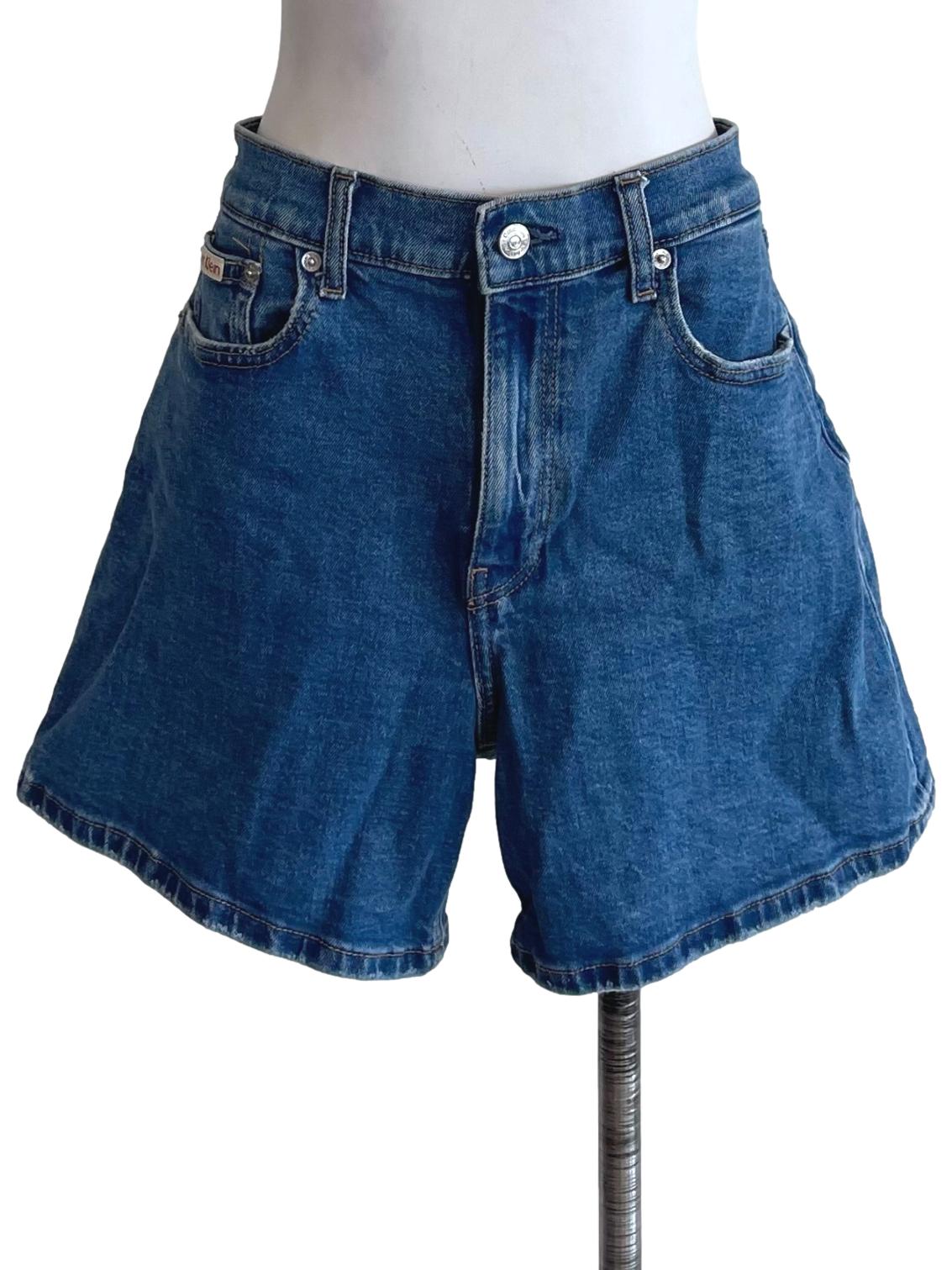 Blue Ripped Hem Denim Shorts
