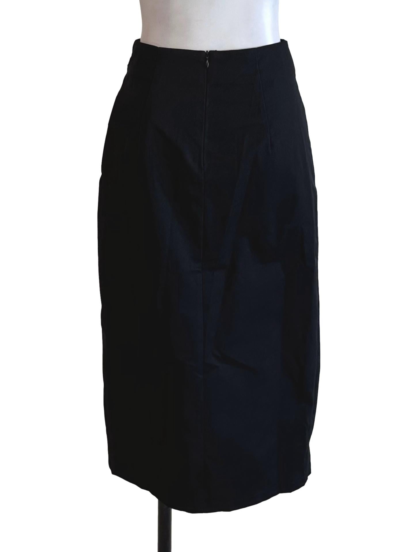 Rich Black Ruched Slit Skirt LB