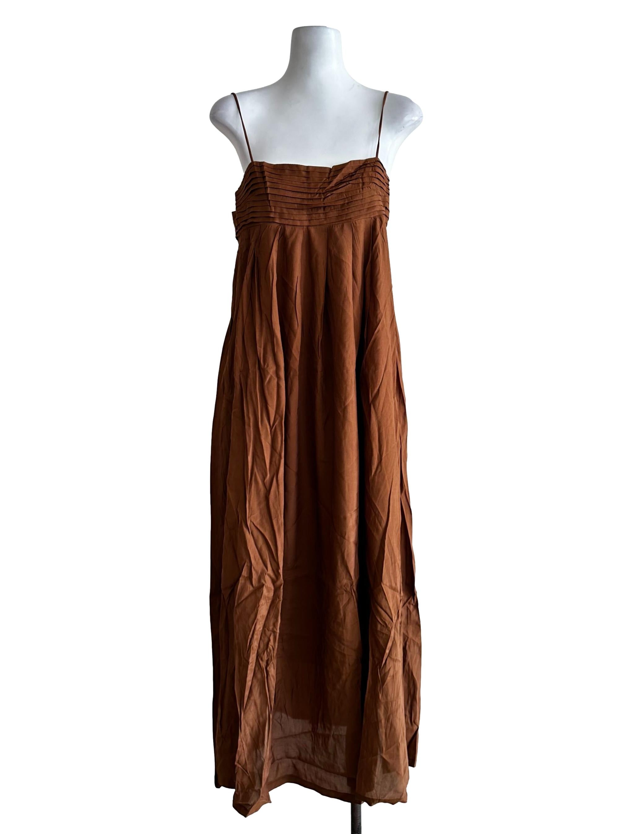 Caramel Brown Sleveeless Maxi Dress