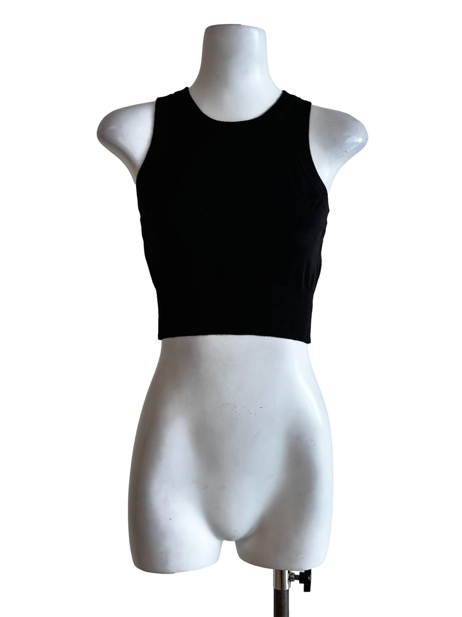 Black Jewel Neck Sleeveless Top