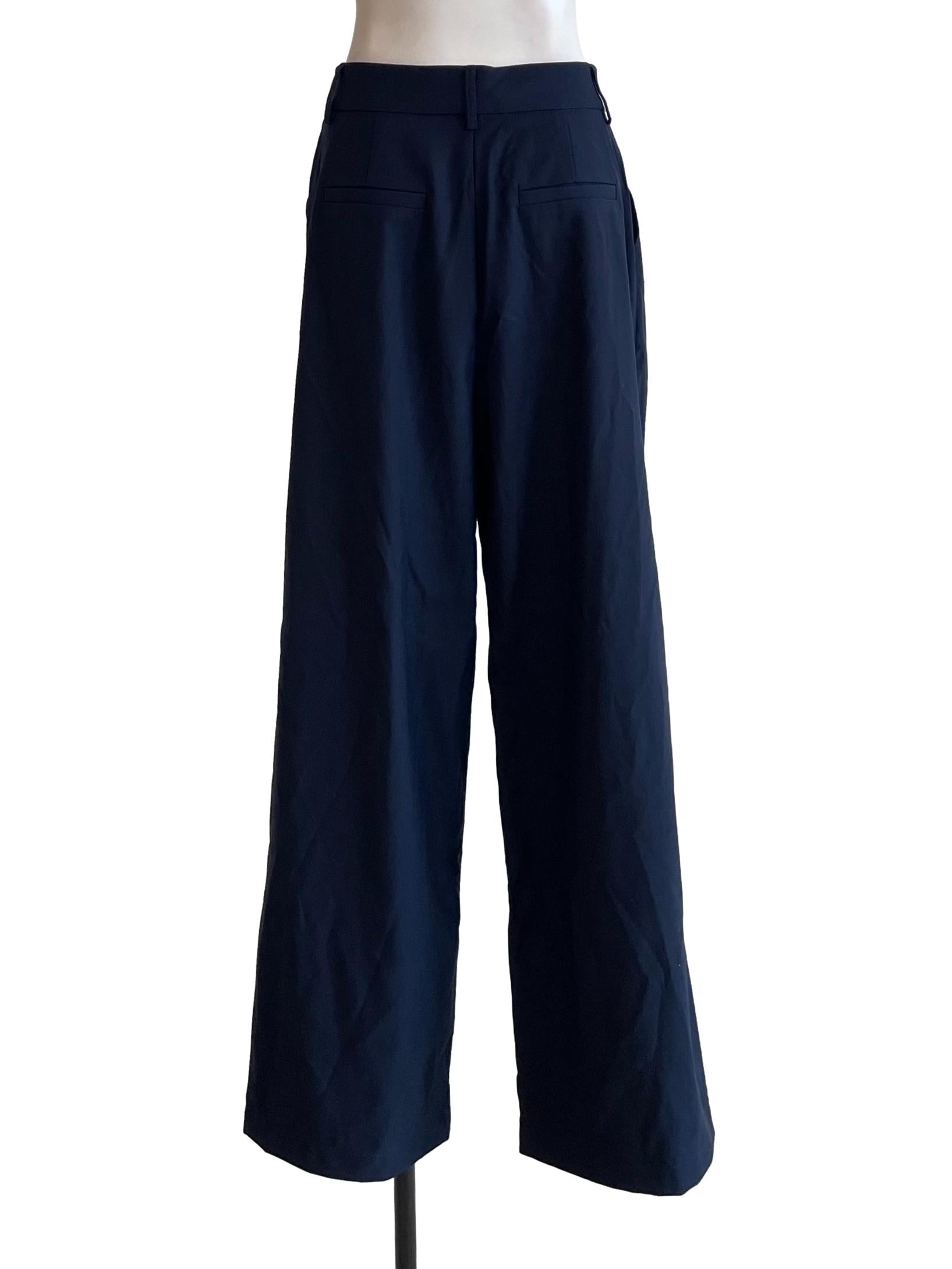 Navy Pleated Formal Pants