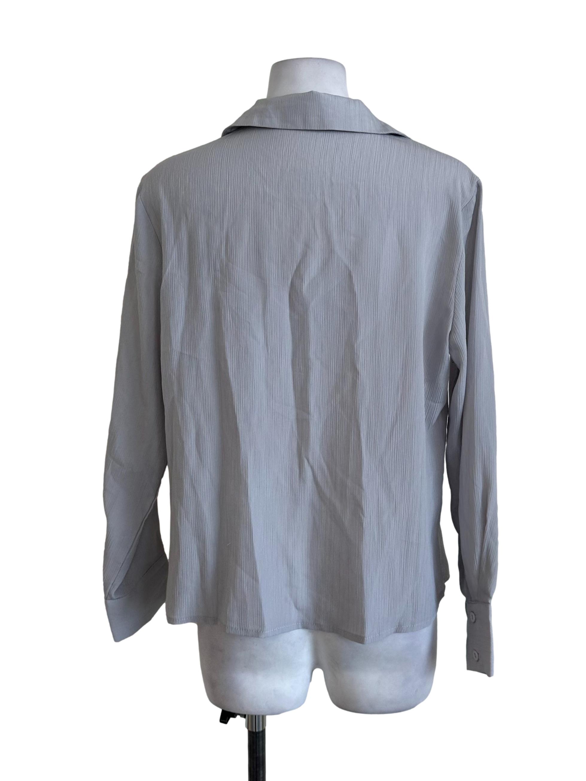 Light Grey Collar Textured Top