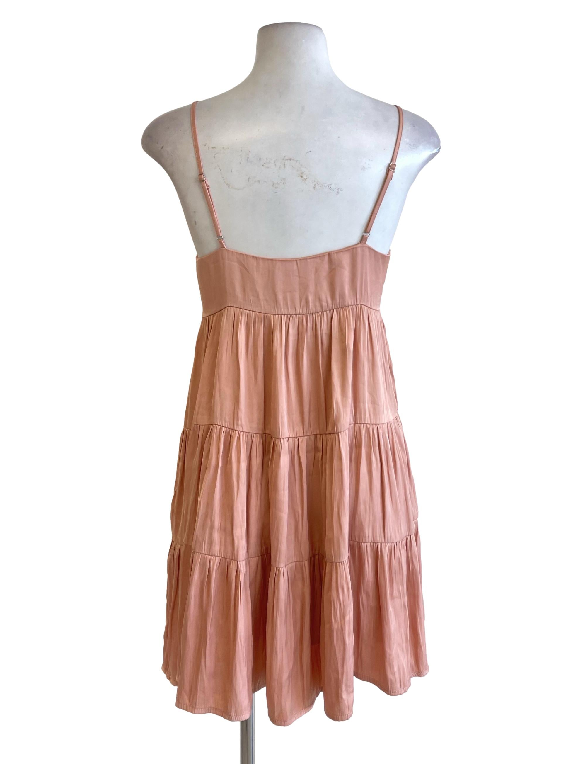 Peach Orange Spaghetti Strap Tiered Dress