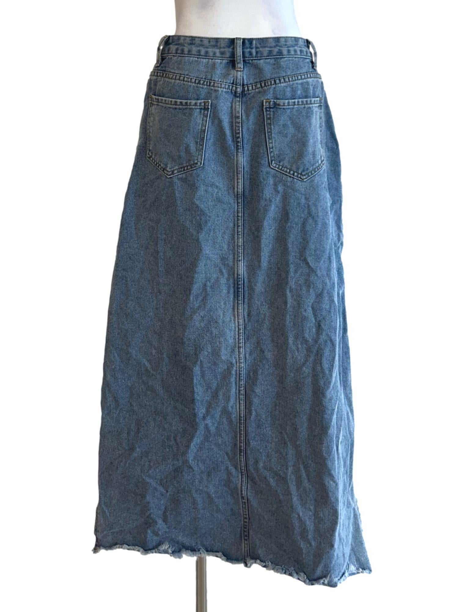 Ice Blue Slits Denim Skirt TTR
