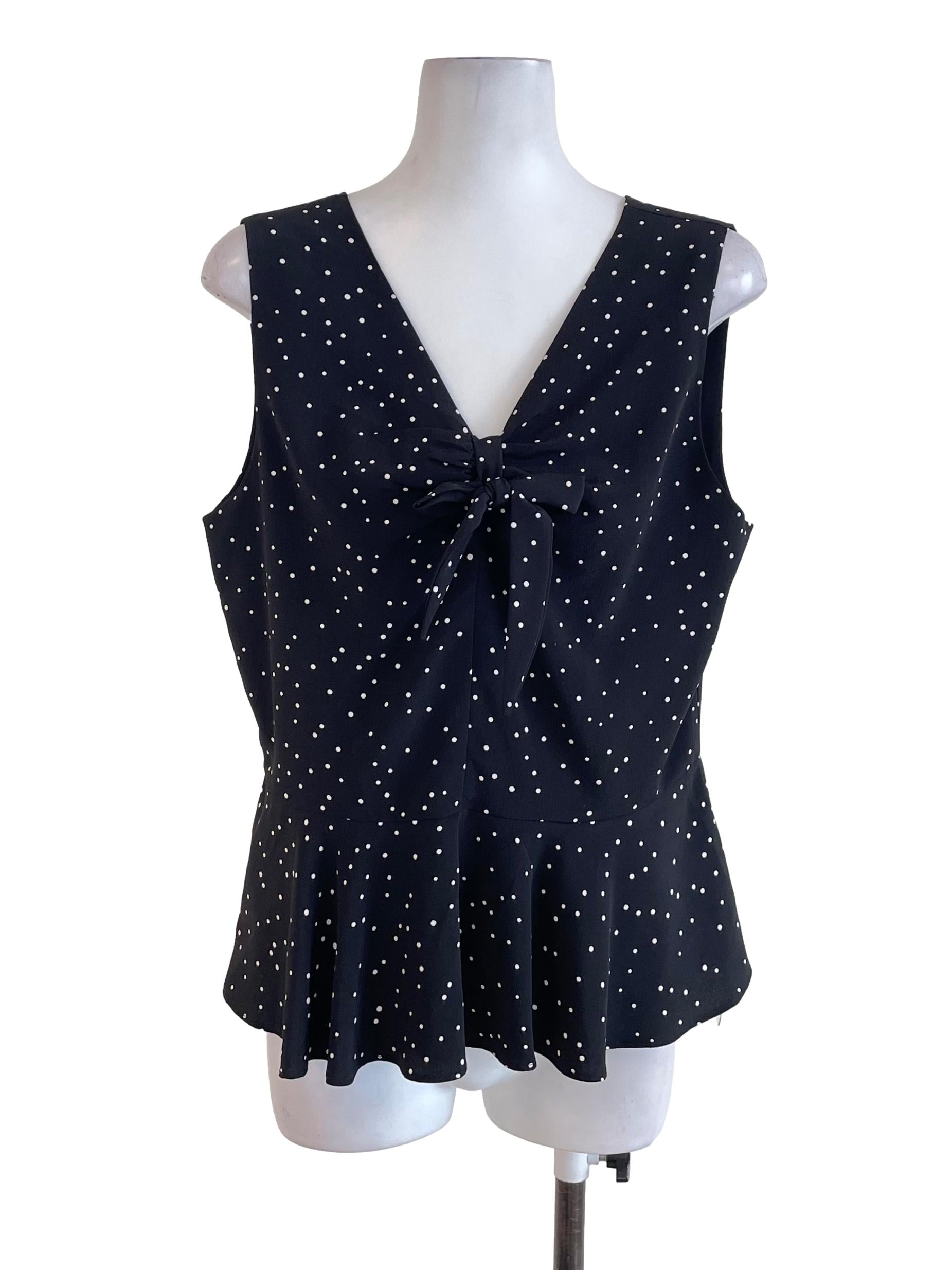 Playdress Black Polka Dots Peplum Sweetheart Top | REFASH