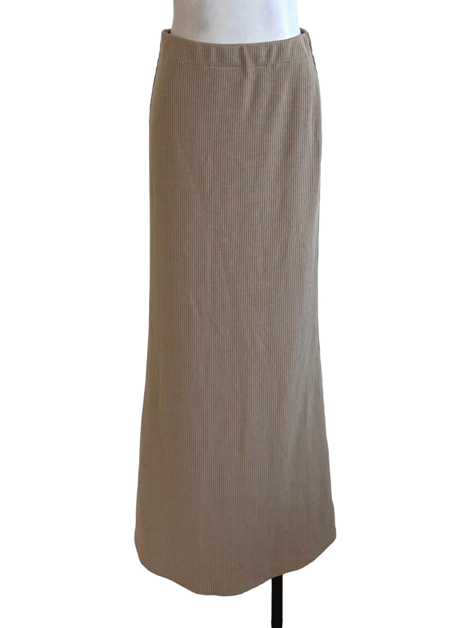 Latte Brown Knit Slit Skirt