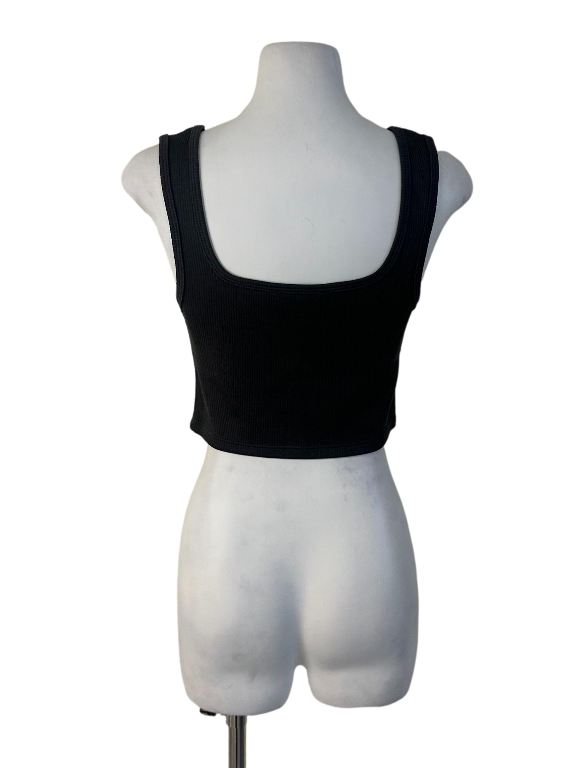 Dark Grey Plain Square Neck Top