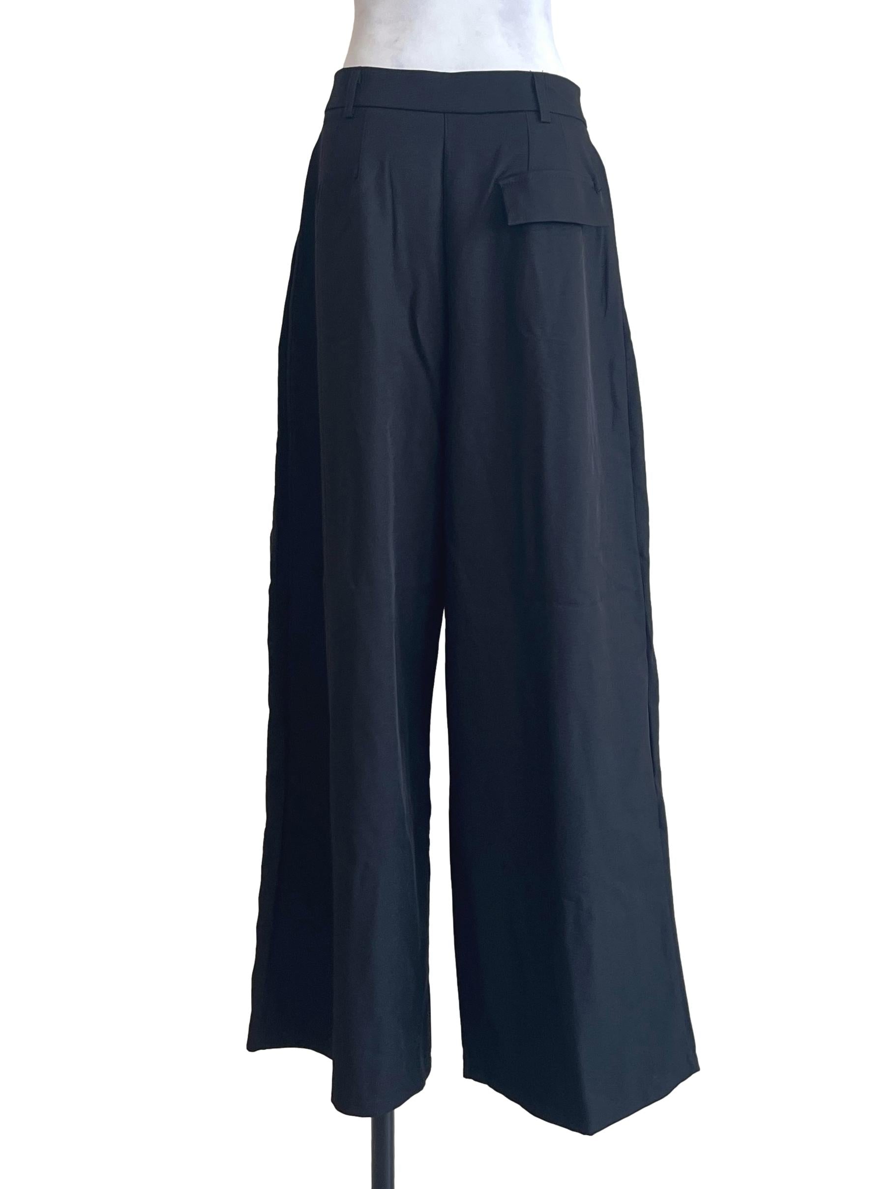 Jet Black Wide Leg Pants