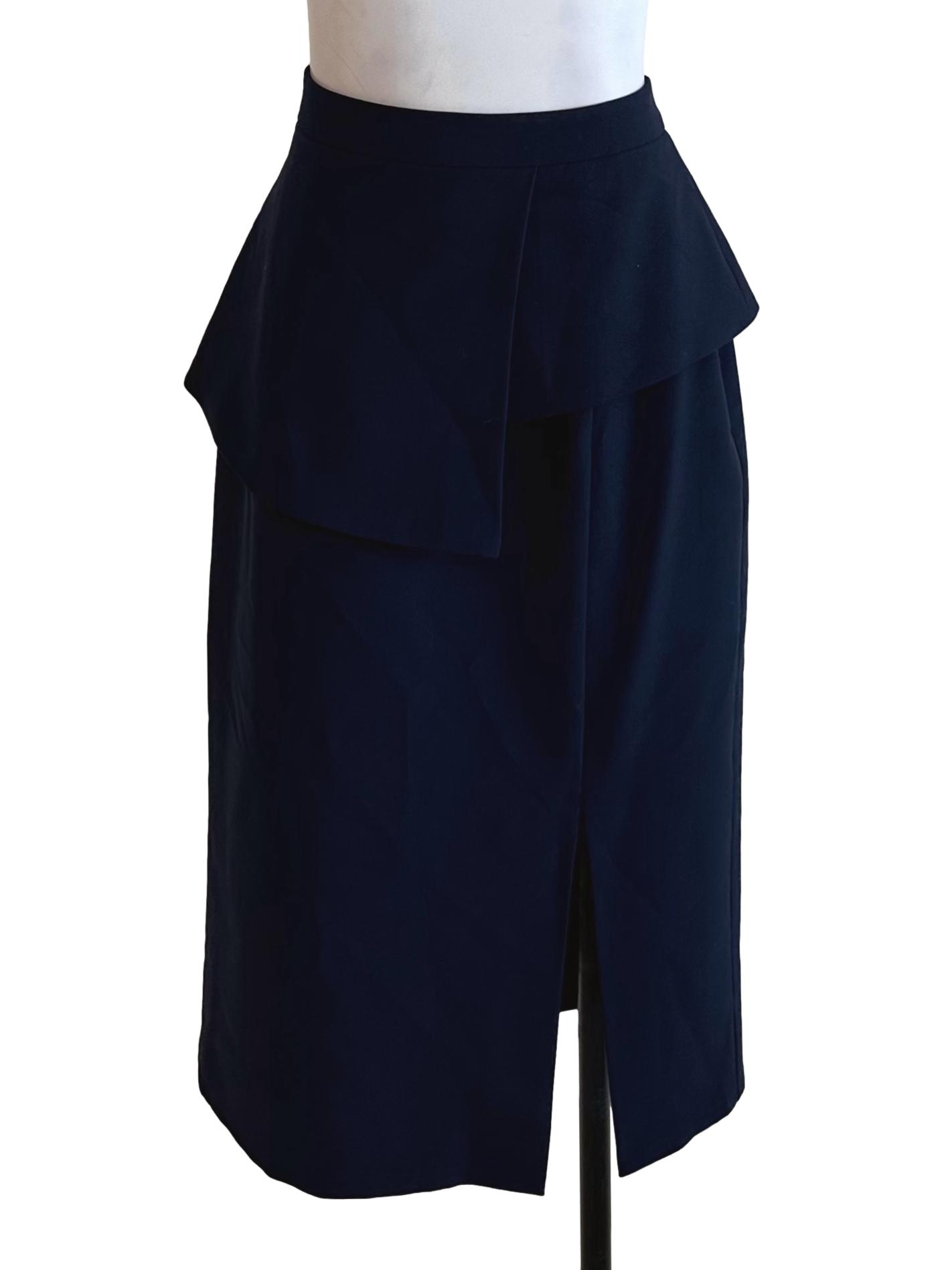 Midnight Blue Layered Slit Skirt LB