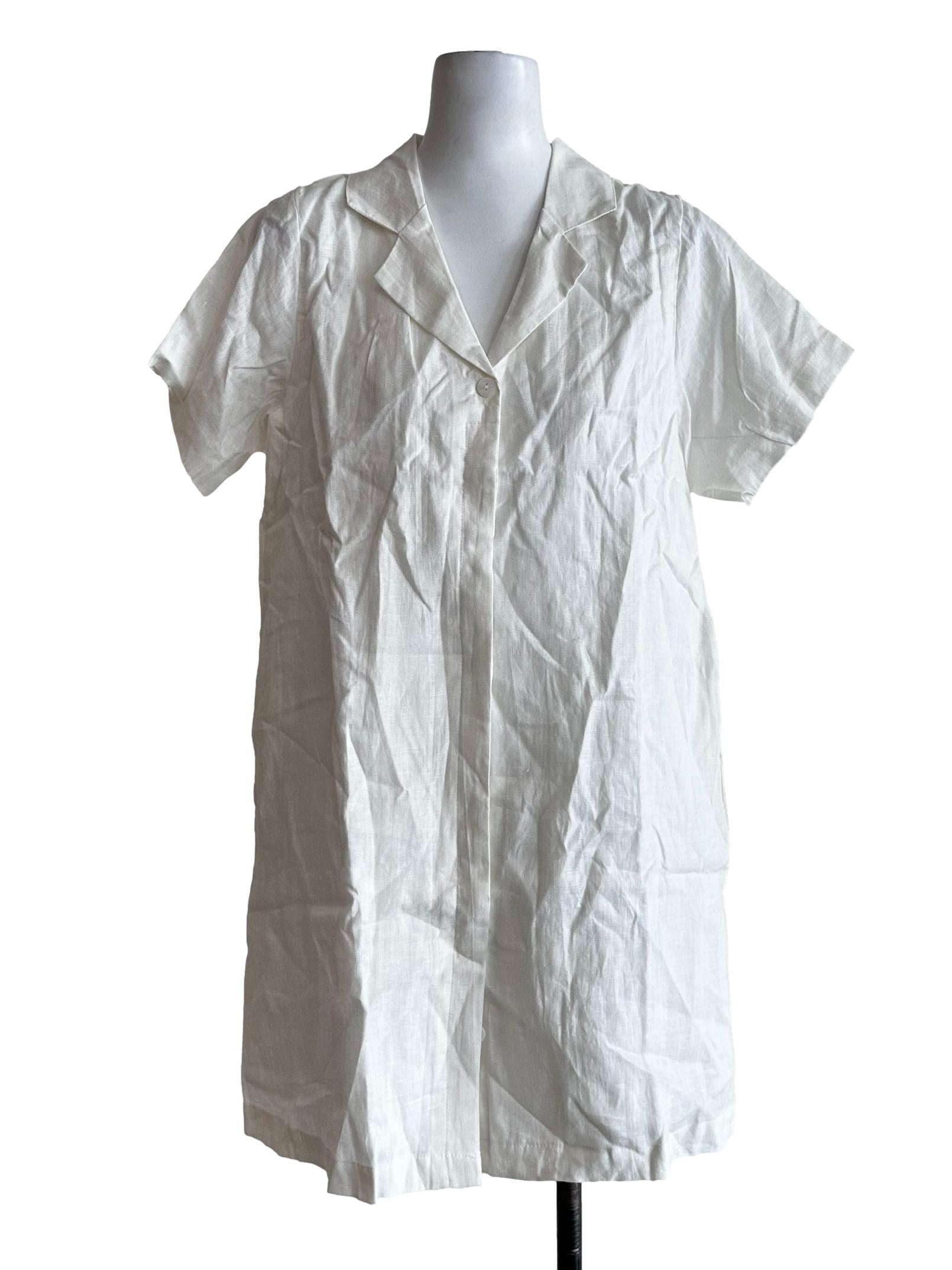 Daisy White Linen Collar Mini Dress