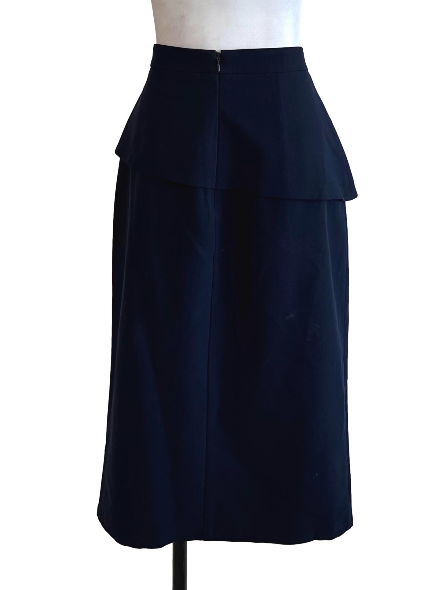Midnight Blue Layered Slit Skirt LB