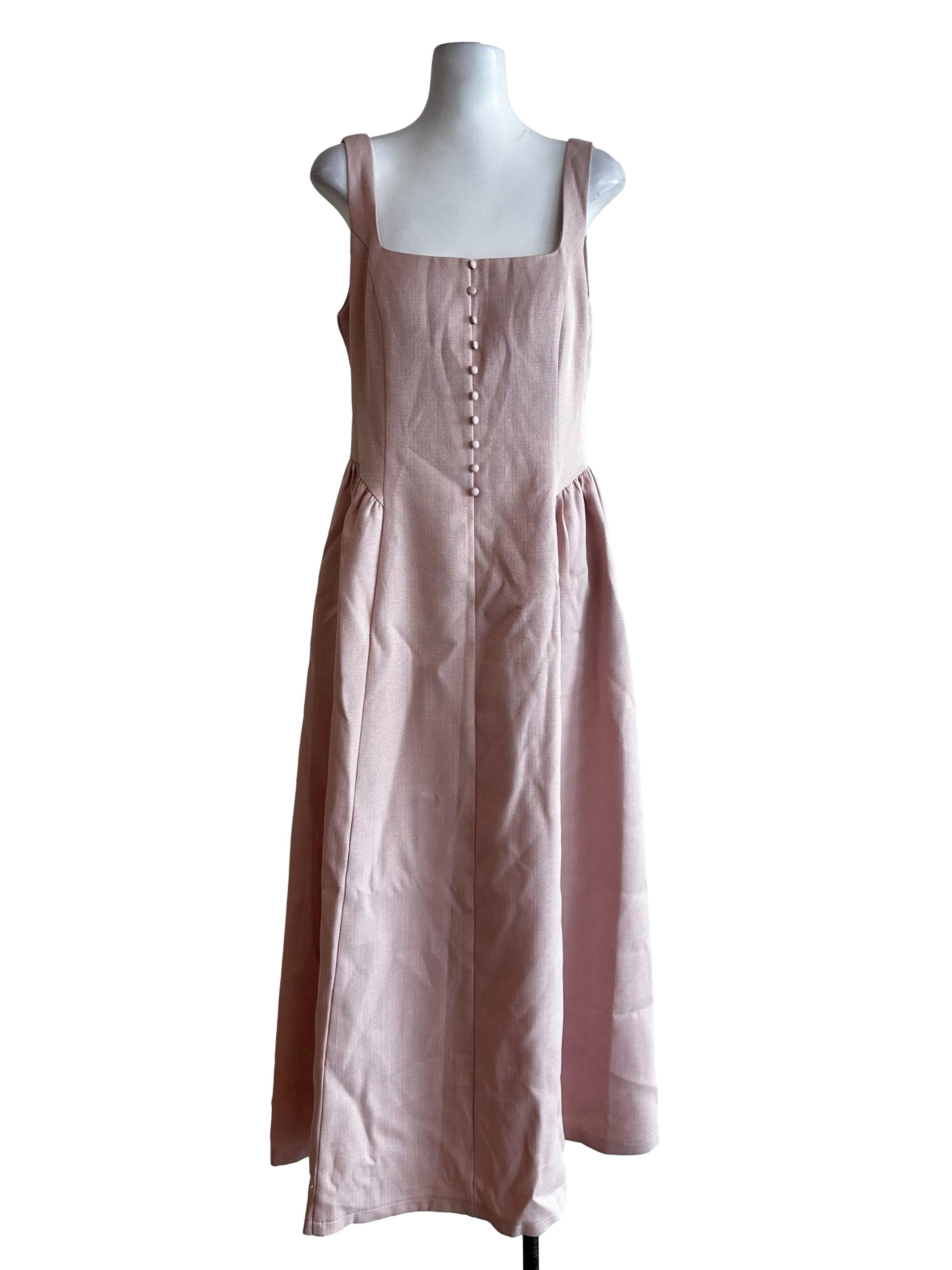 Rose Pink Textured Sleveless Maxi Dress