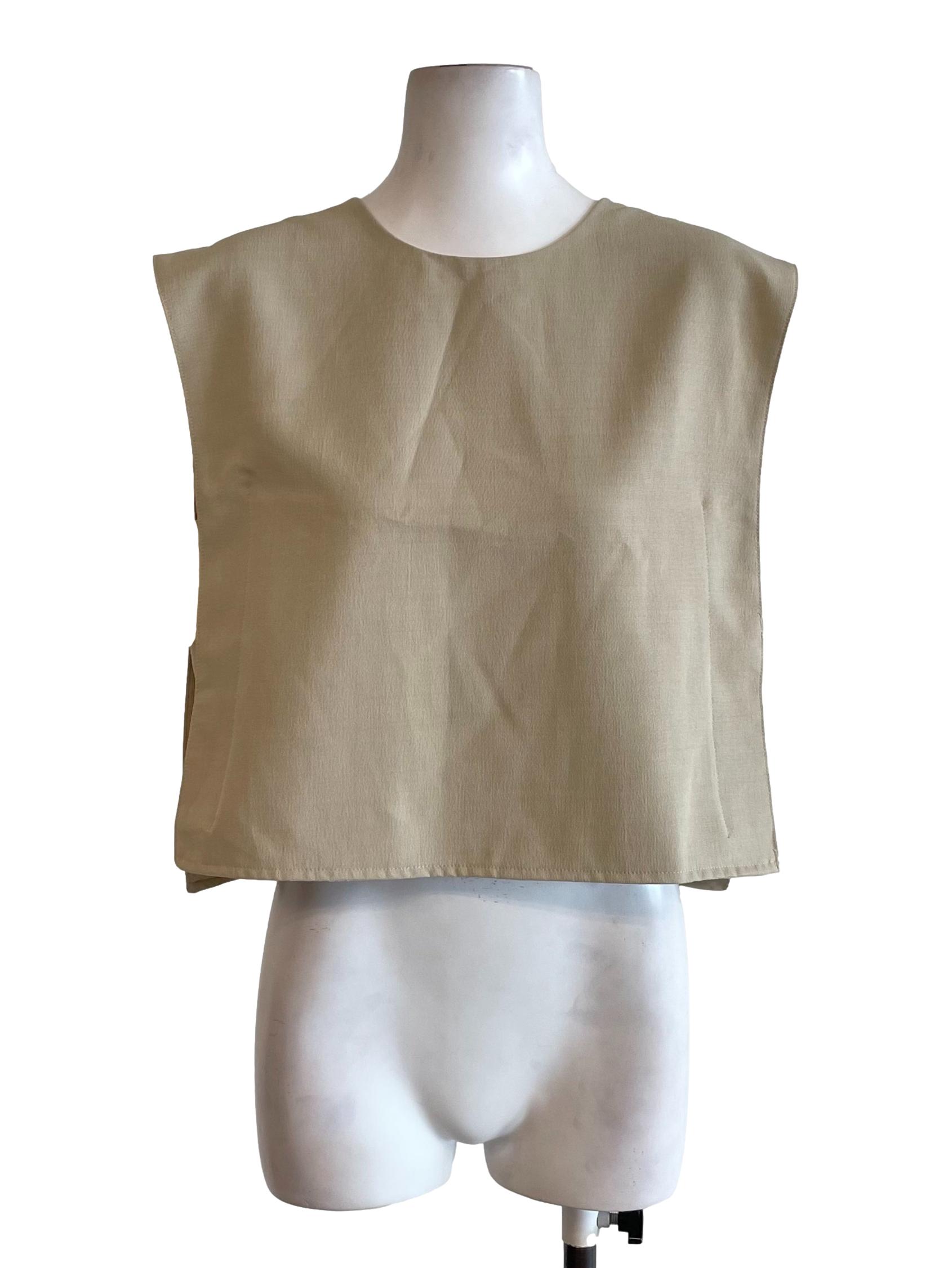 Beige Sleeveless Wide Top