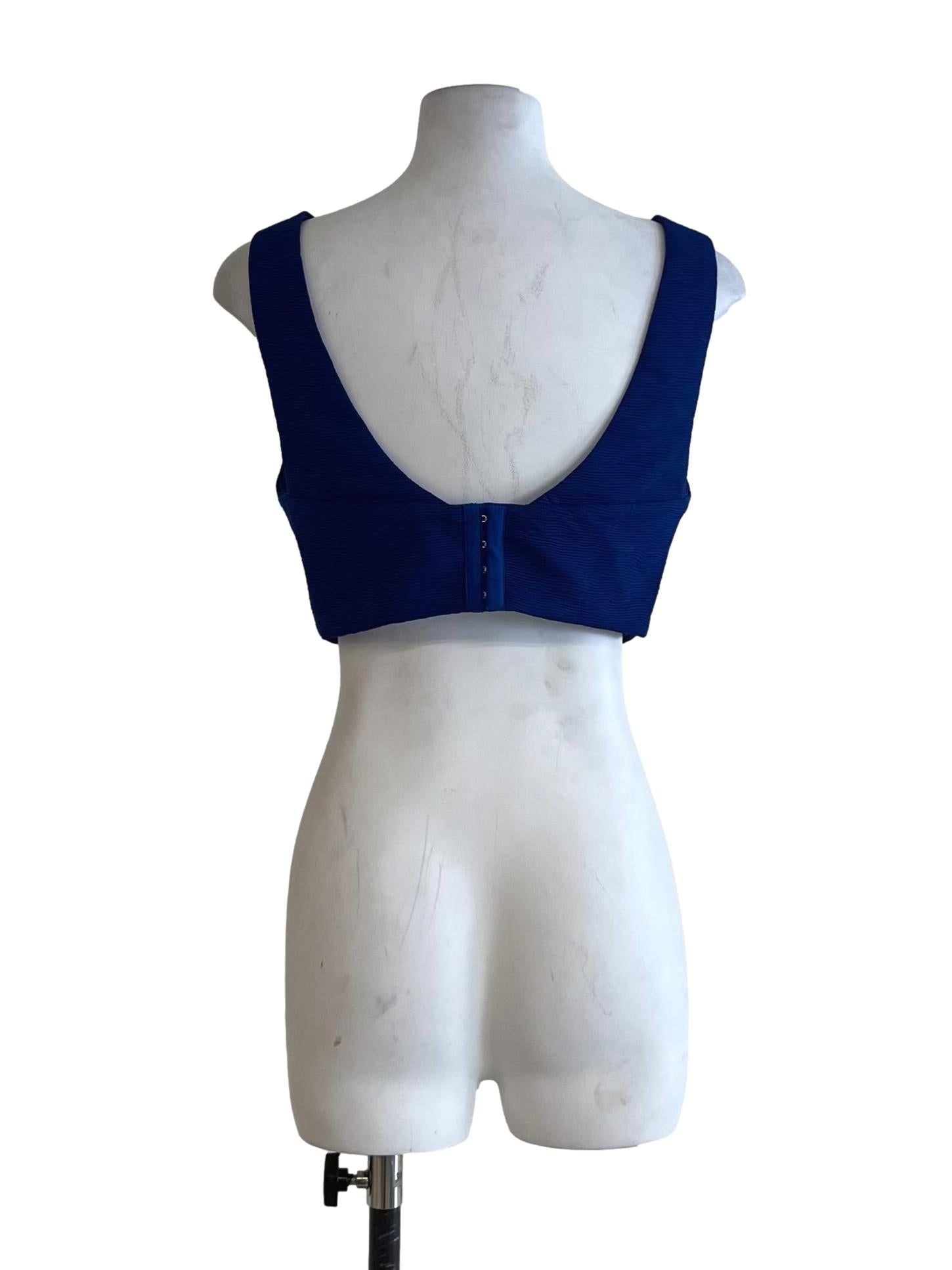 Cobalt Blue Scoop Neckline Cropped Top