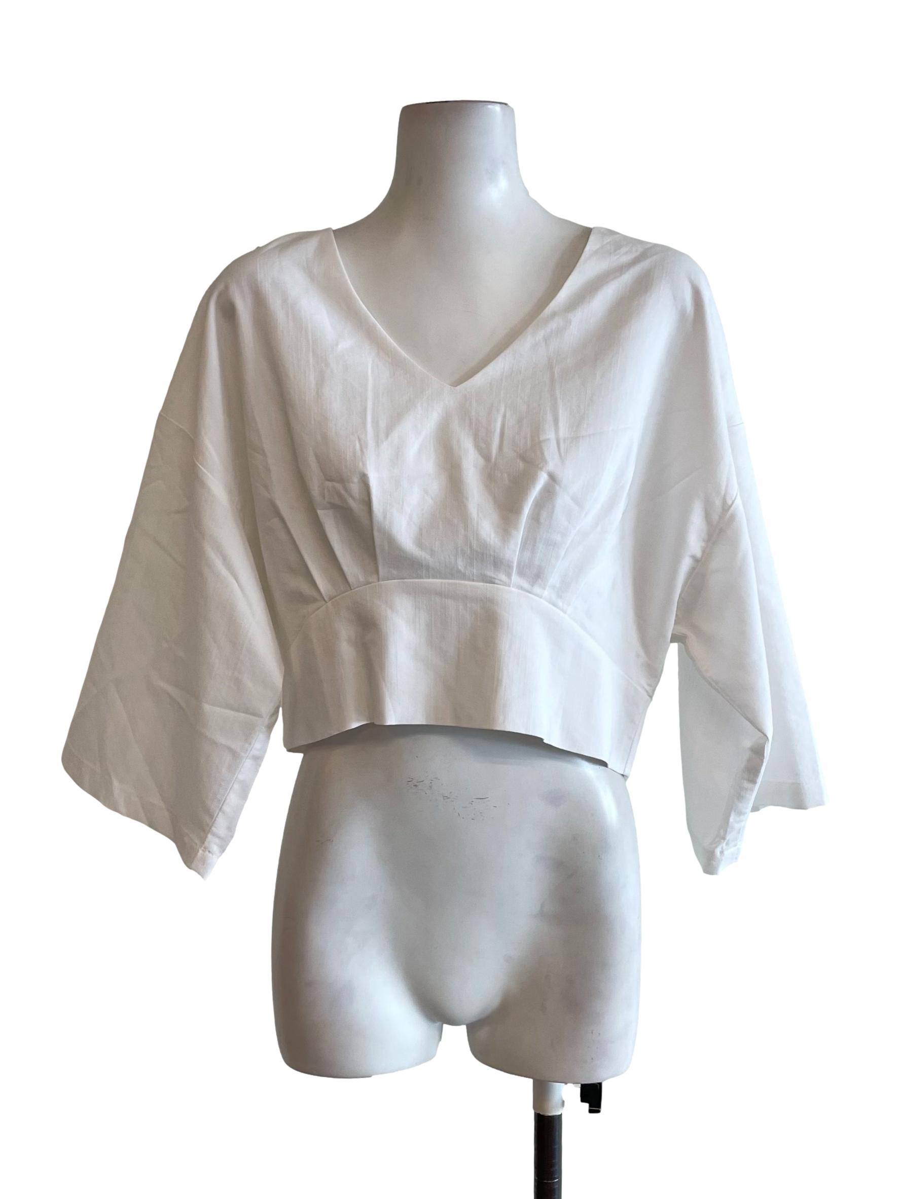 White V Neck Snatch Top