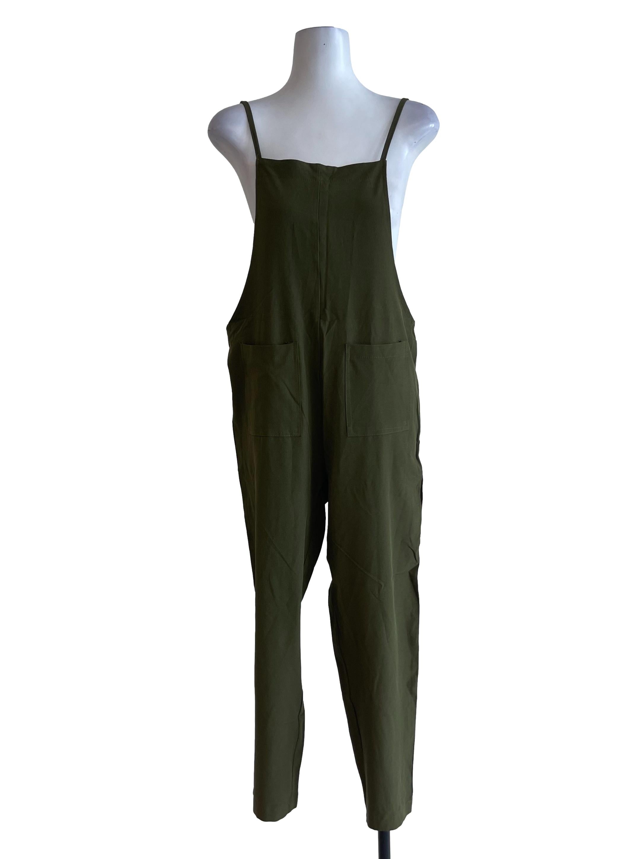 Olive Green Pocket Overalls