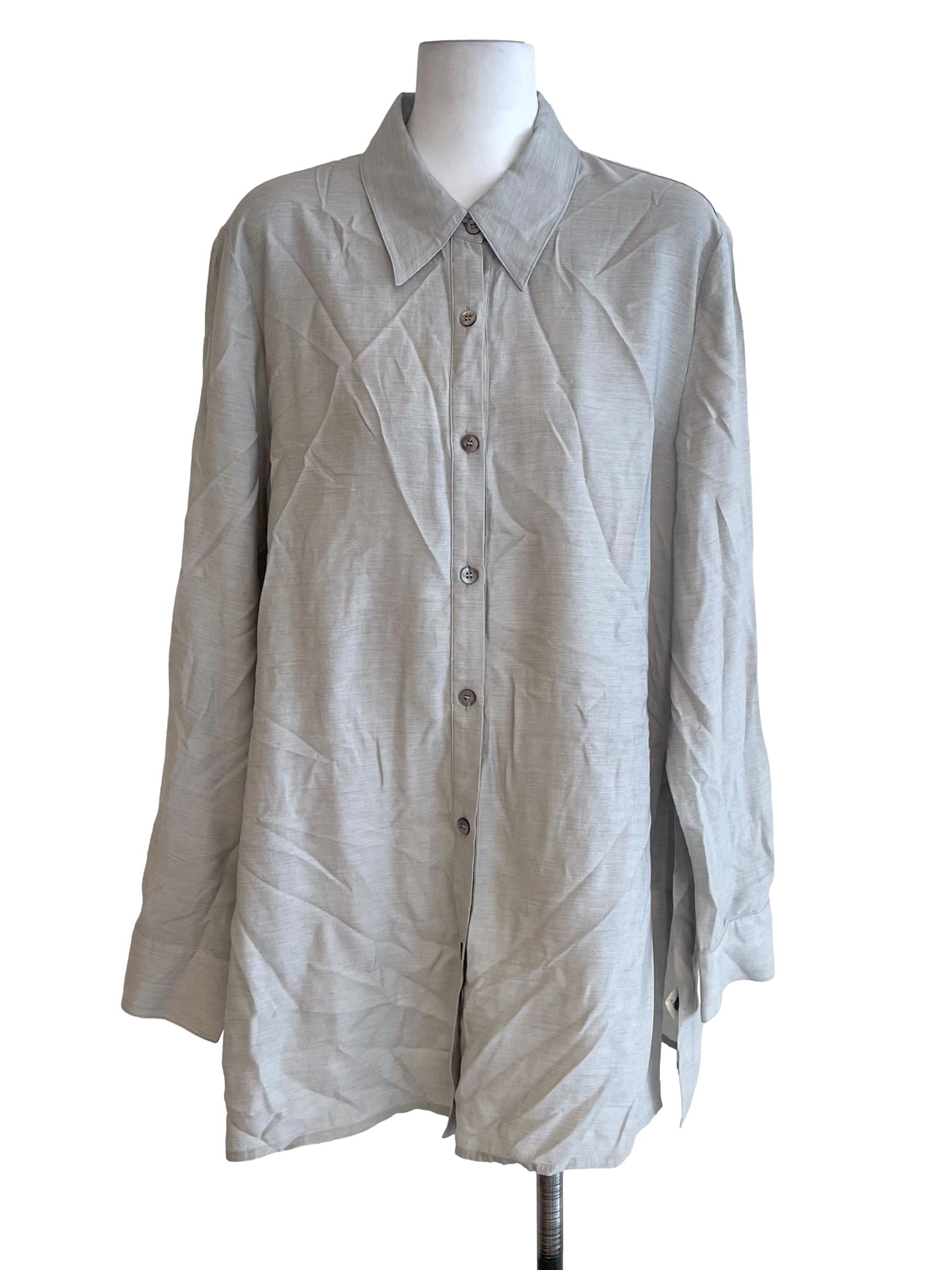 Cloud Grey Side Slit Baggy Shirt Dress