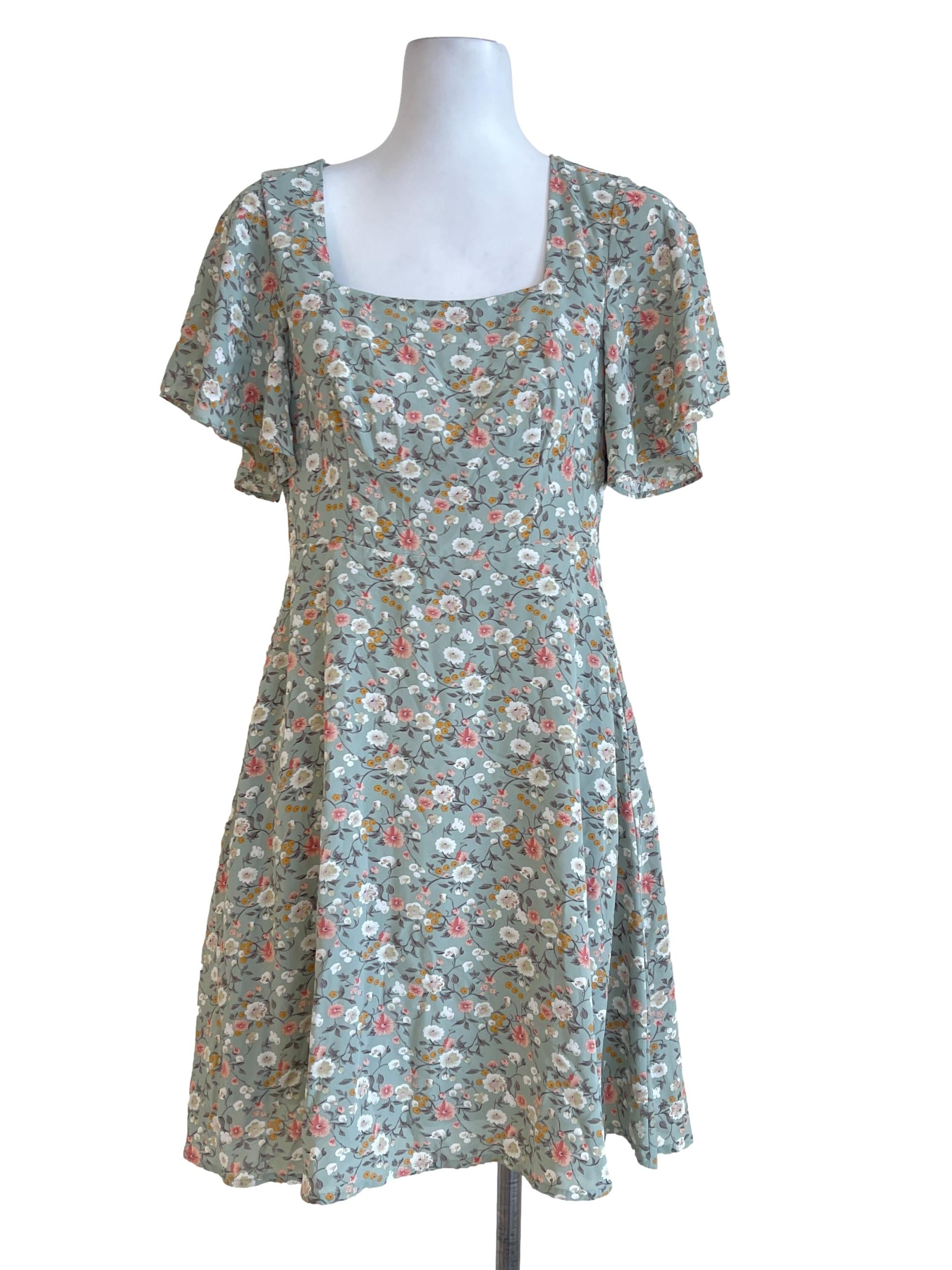 Olive Green Flower Dress