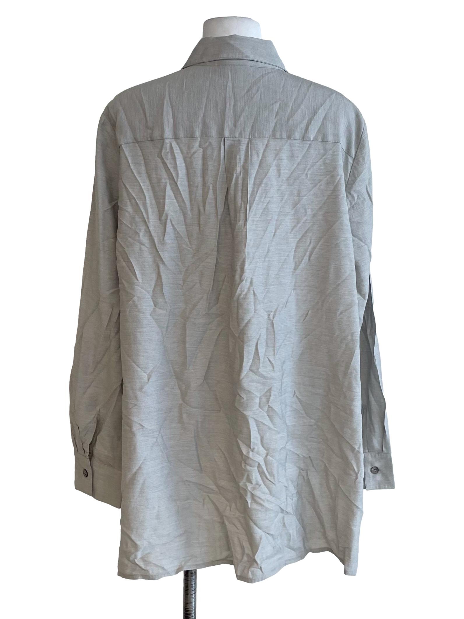 Cloud Grey Side Slit Baggy Shirt Dress