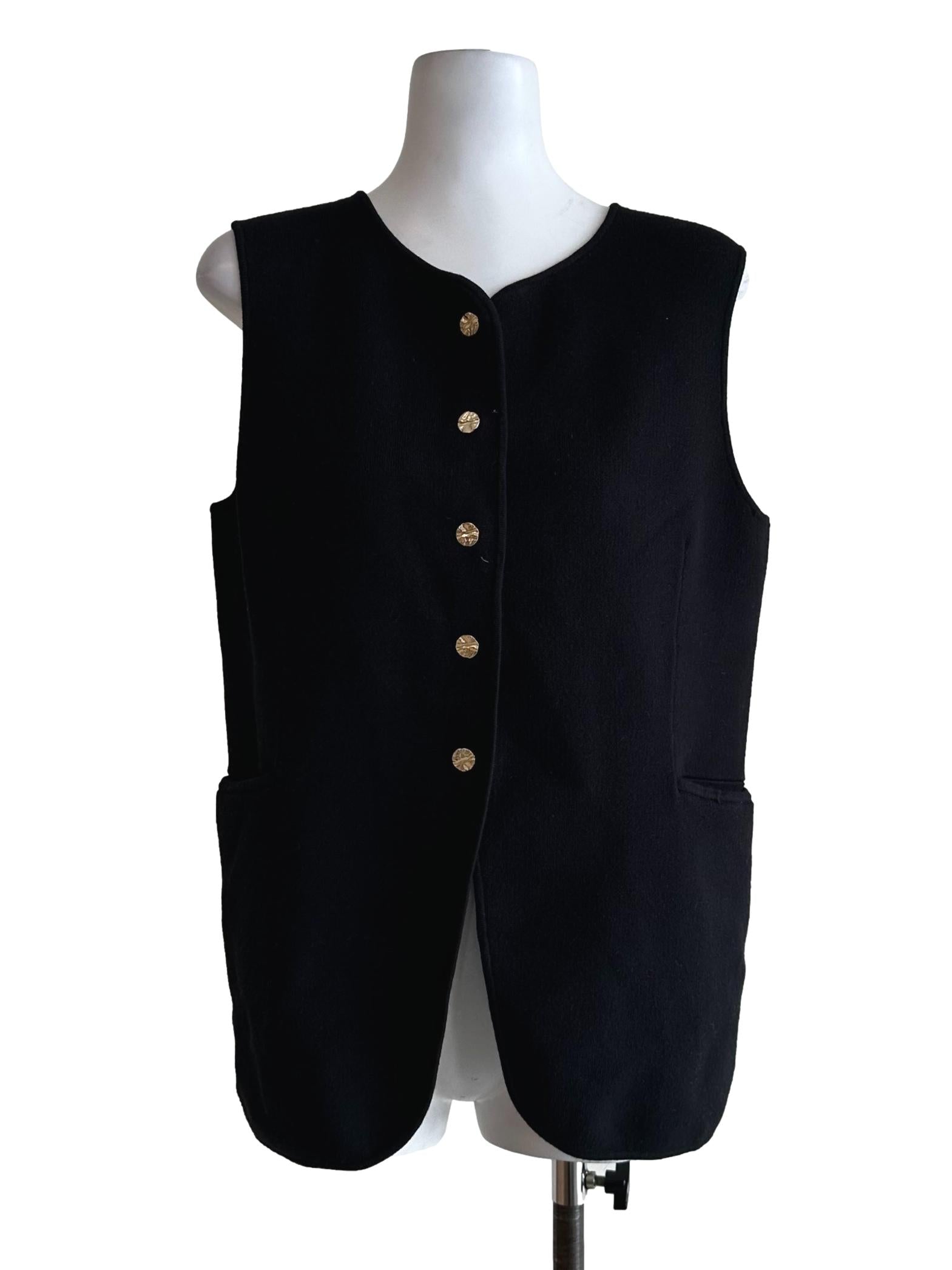 Black Button Sleeveless Top