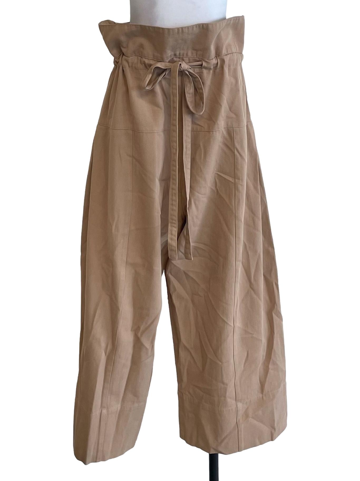 Latte Beige Tie String Baggy Pants