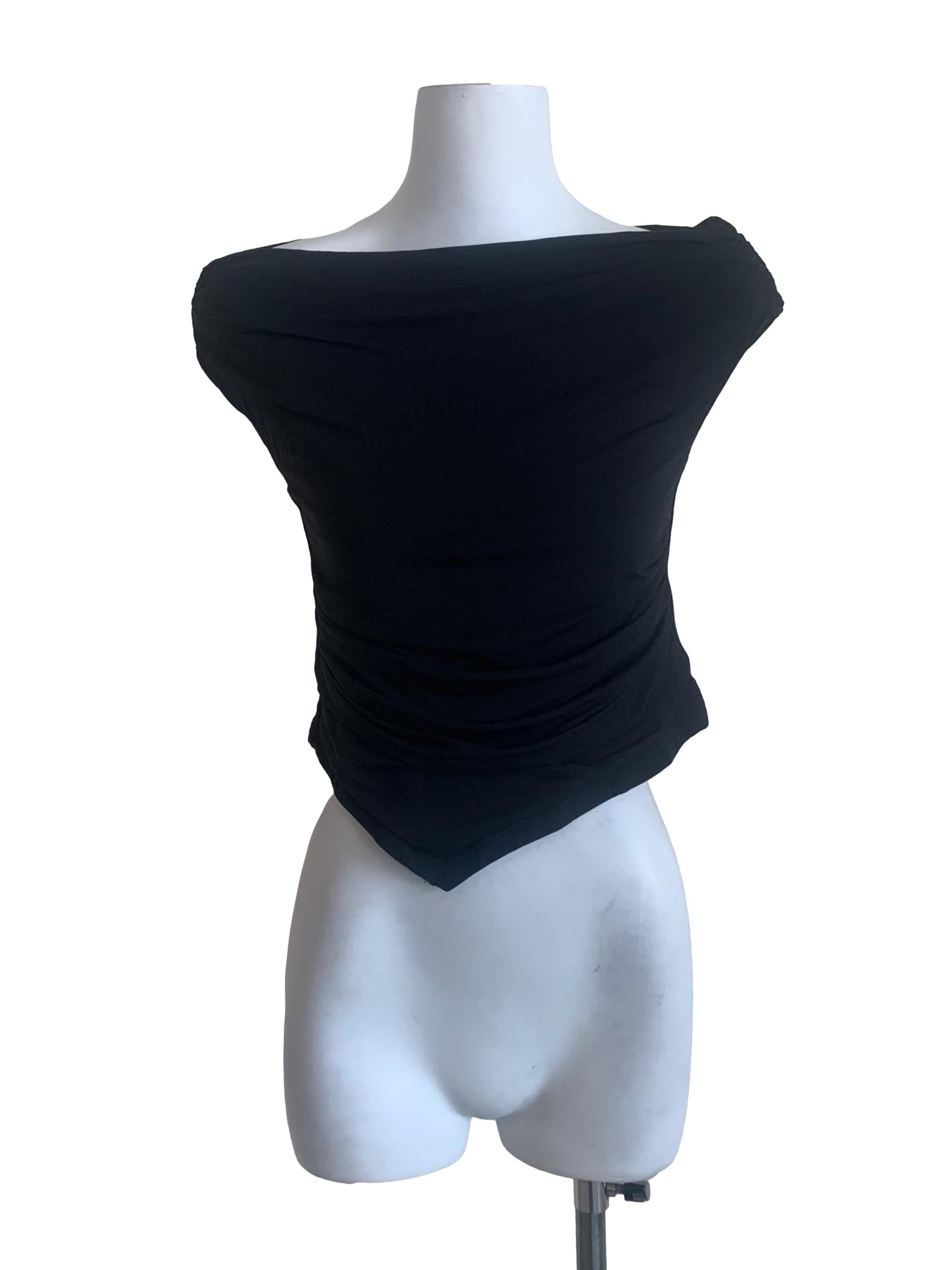 Midnight Black Sabrina Neck Top
