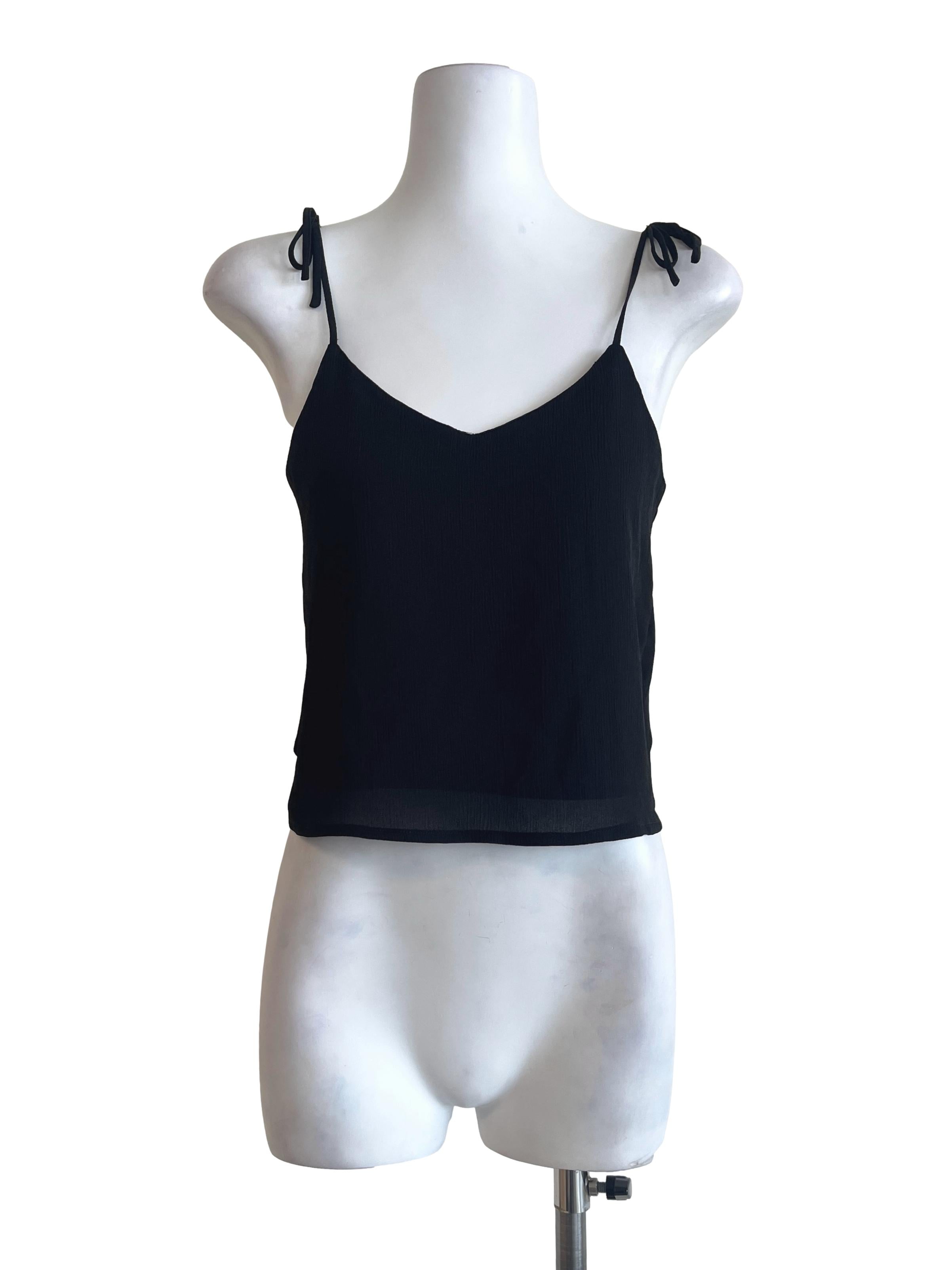 Jade Black Spaghetti Sleeveless Top