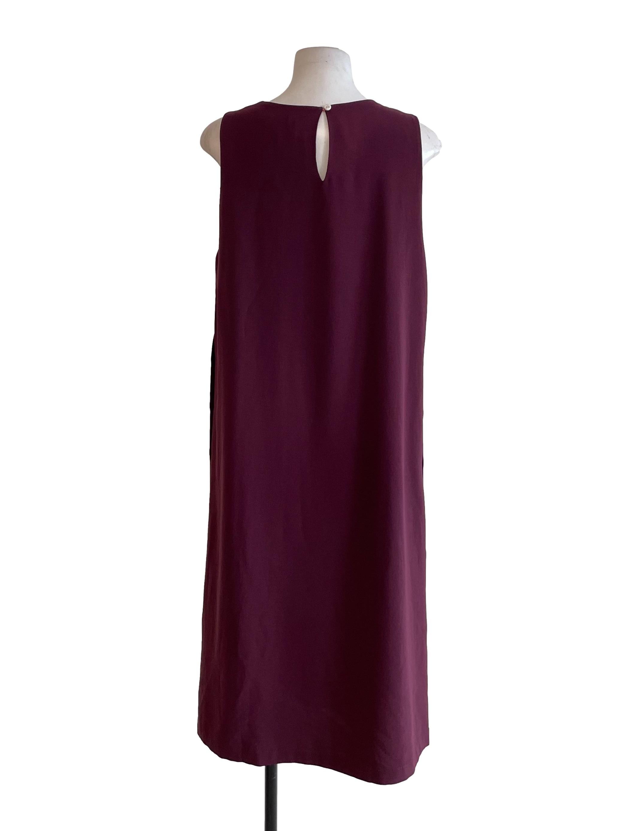 Plum Button Sleeveless Dress