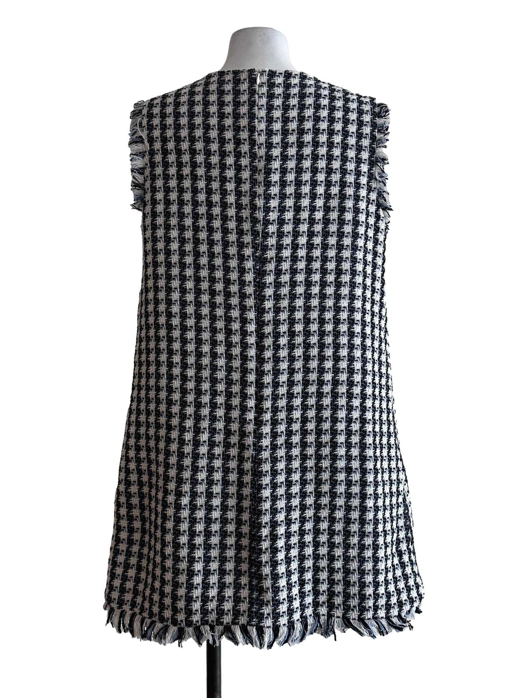 Blue Tweed Pattern Mini Dress