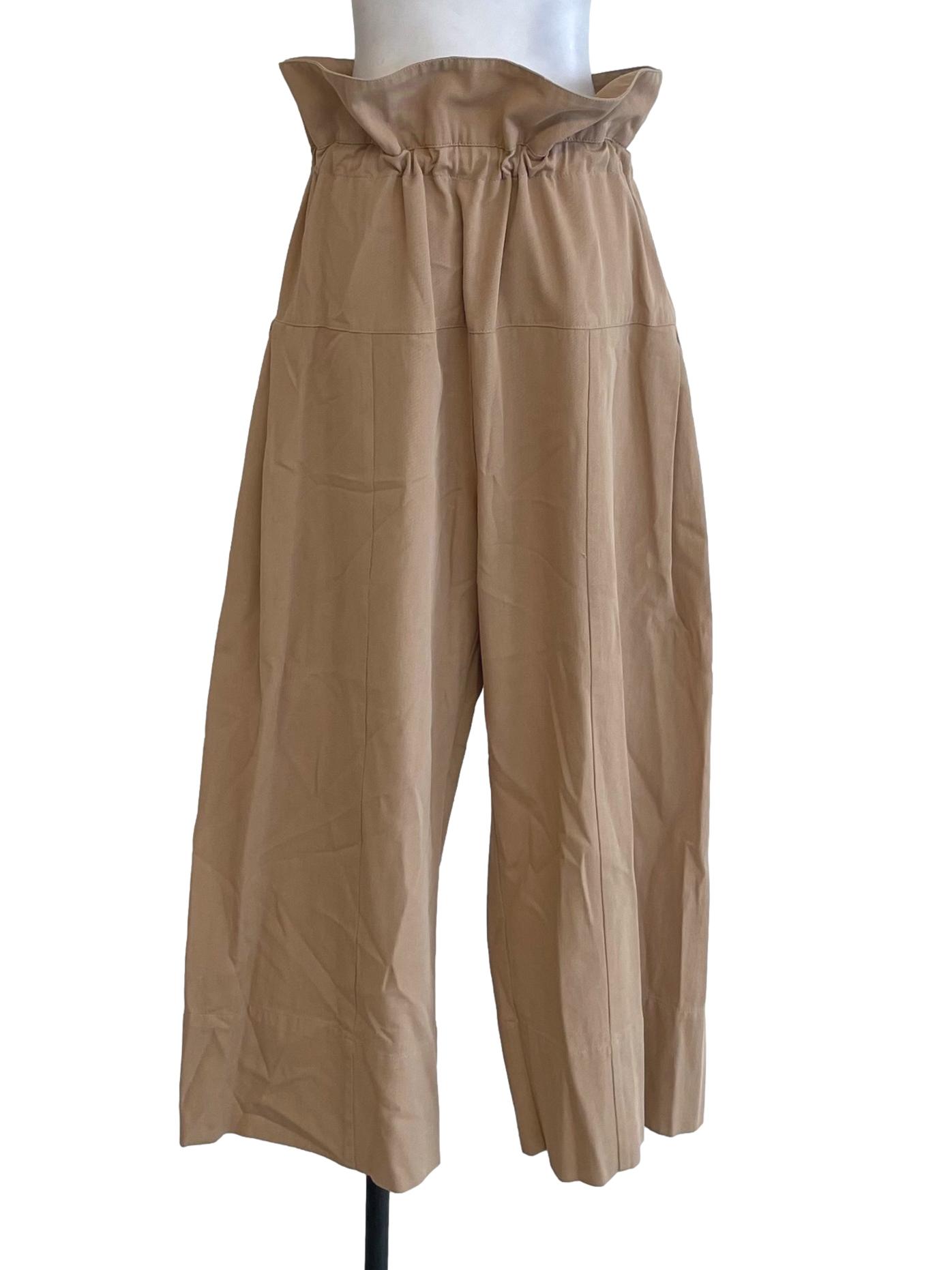 Latte Beige Tie String Baggy Pants