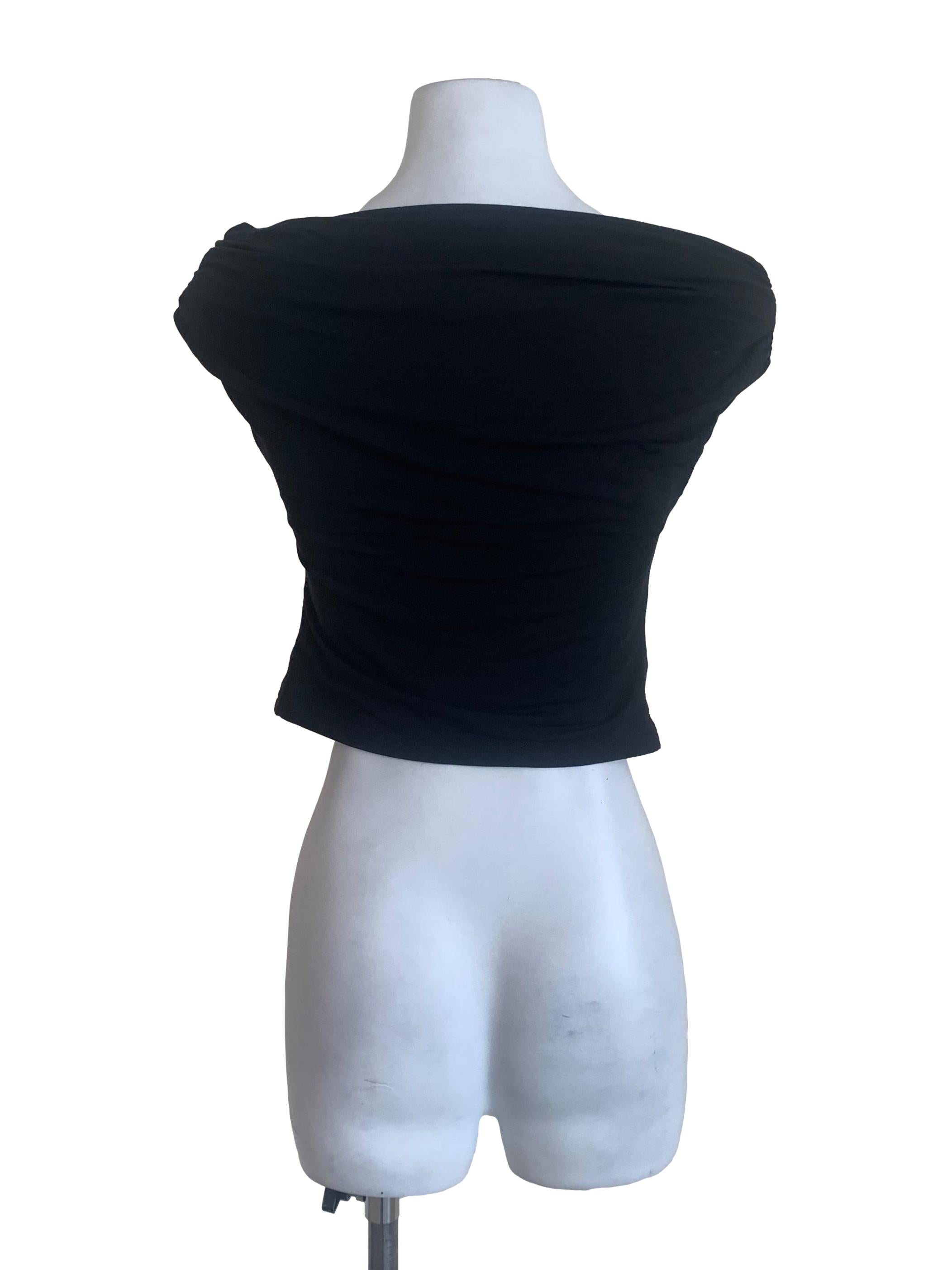 Midnight Black Sabrina Neck Top