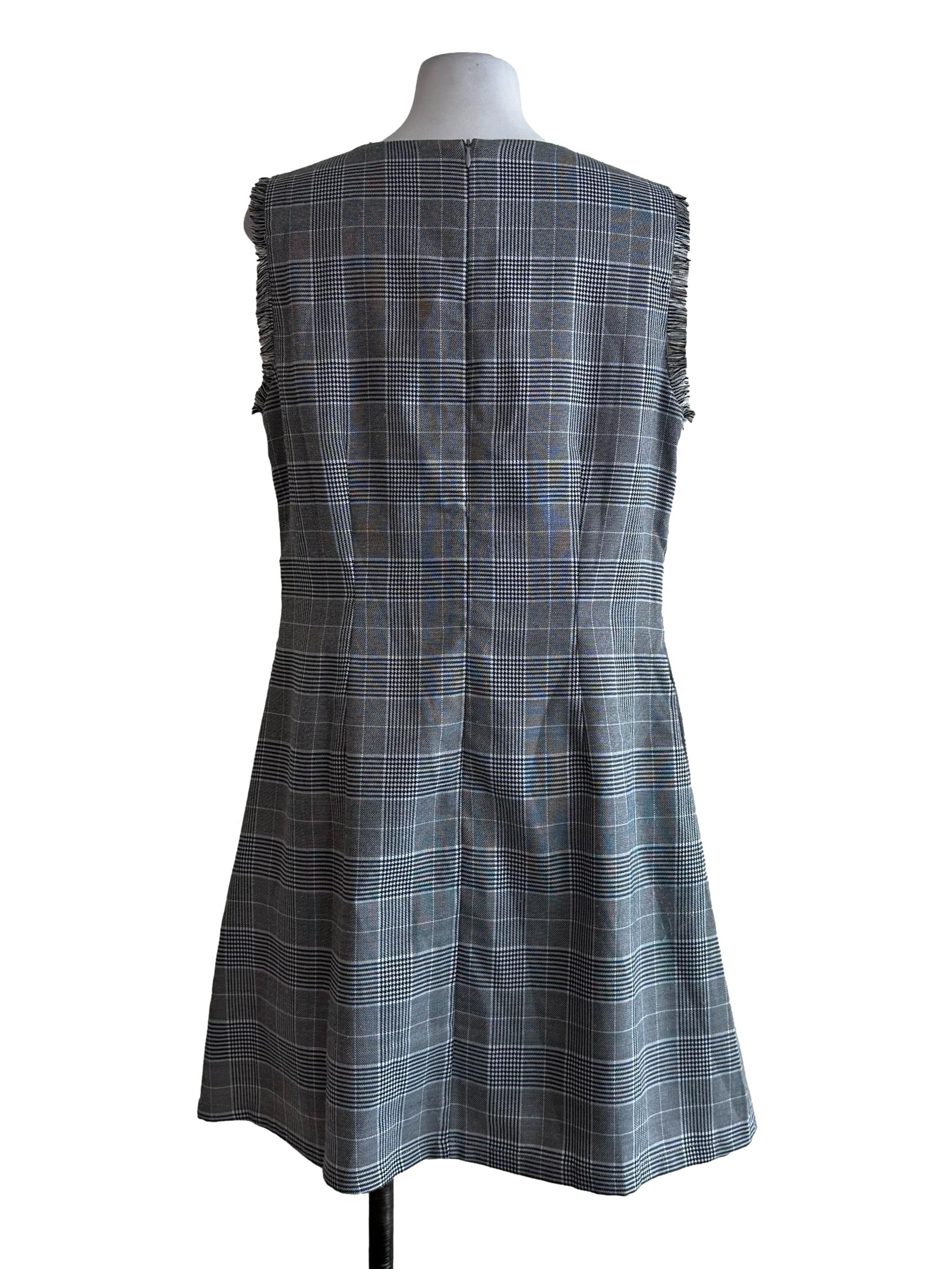 Grey Houndstooth Check Pattern Dress