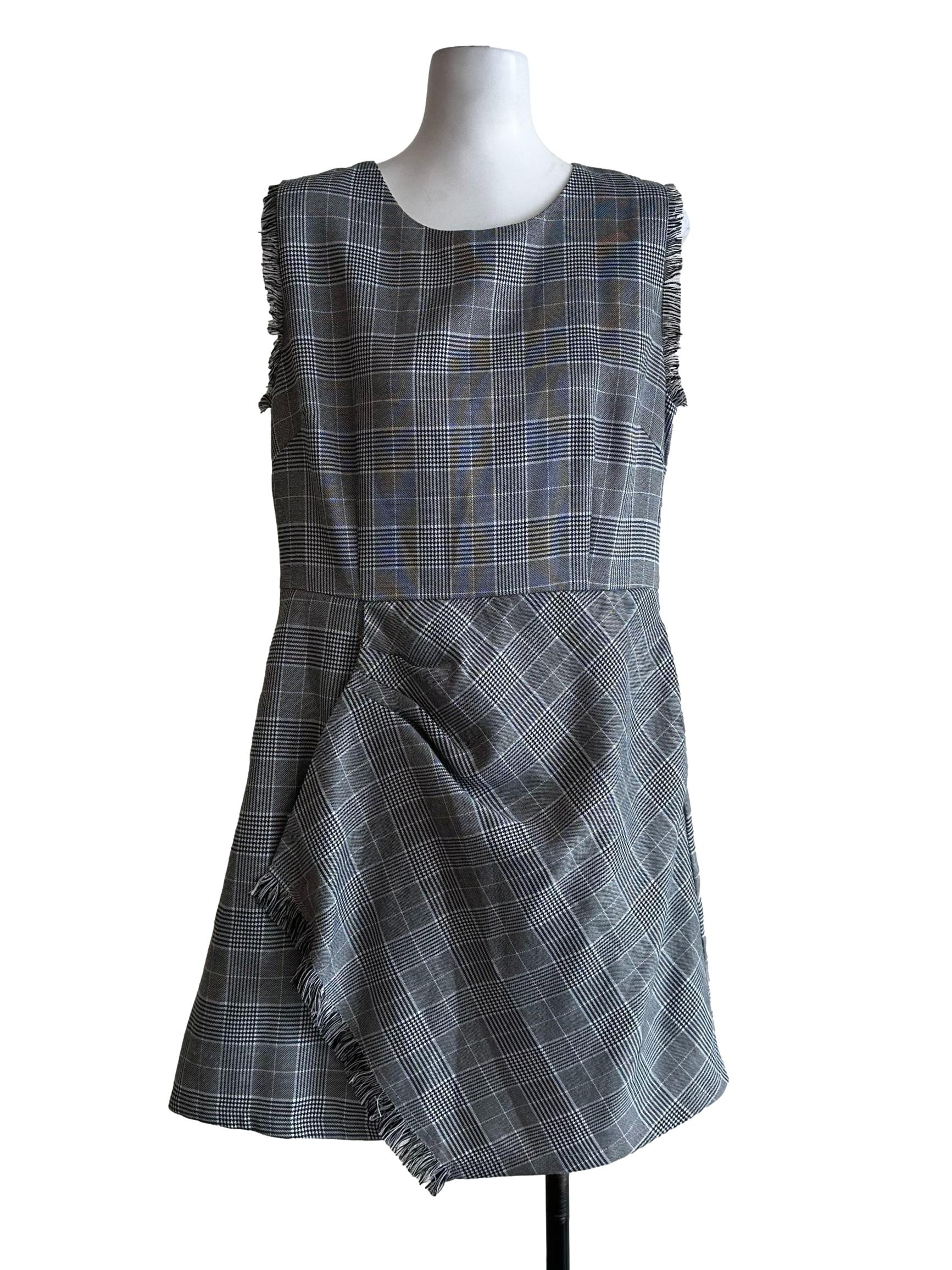 Grey Houndstooth Check Pattern Dress