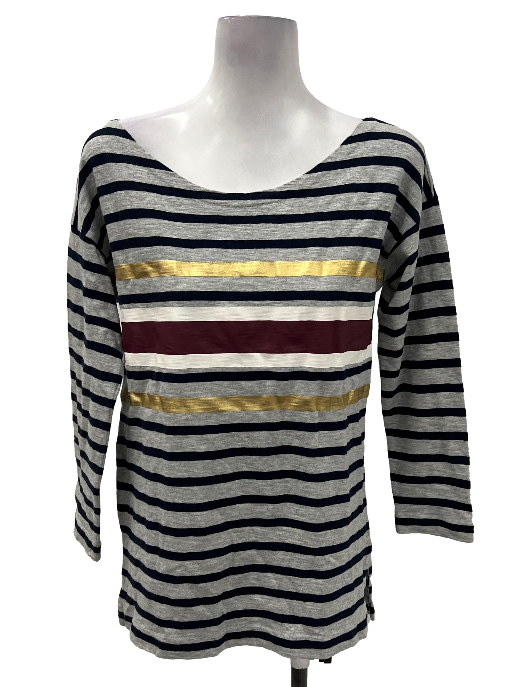 J.Crew Grey Striped Blouse 