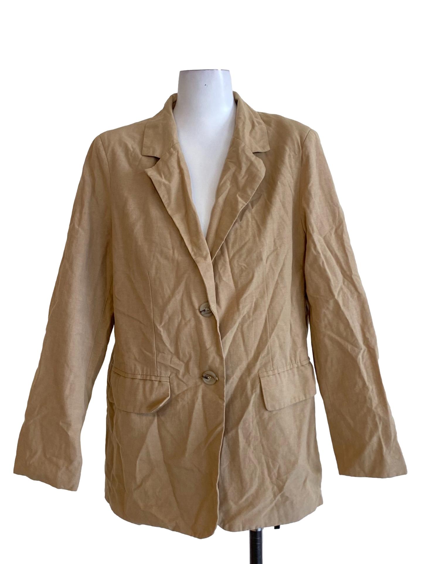 Tortilla Brown Notched Collar Buttoned Down Blazer