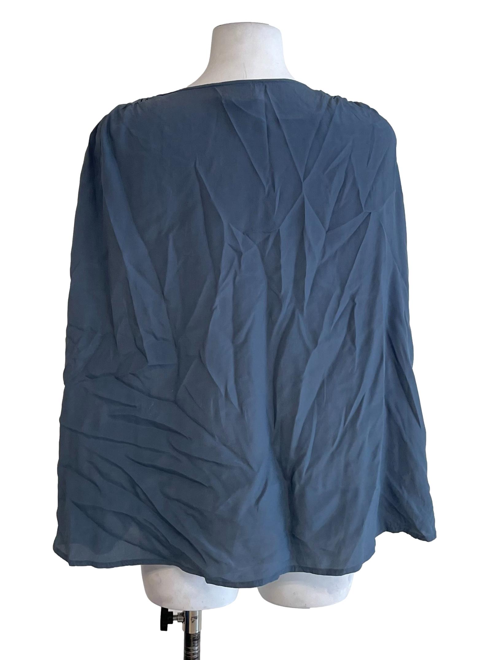 Stone Blue Grey Ruched Peasant Top