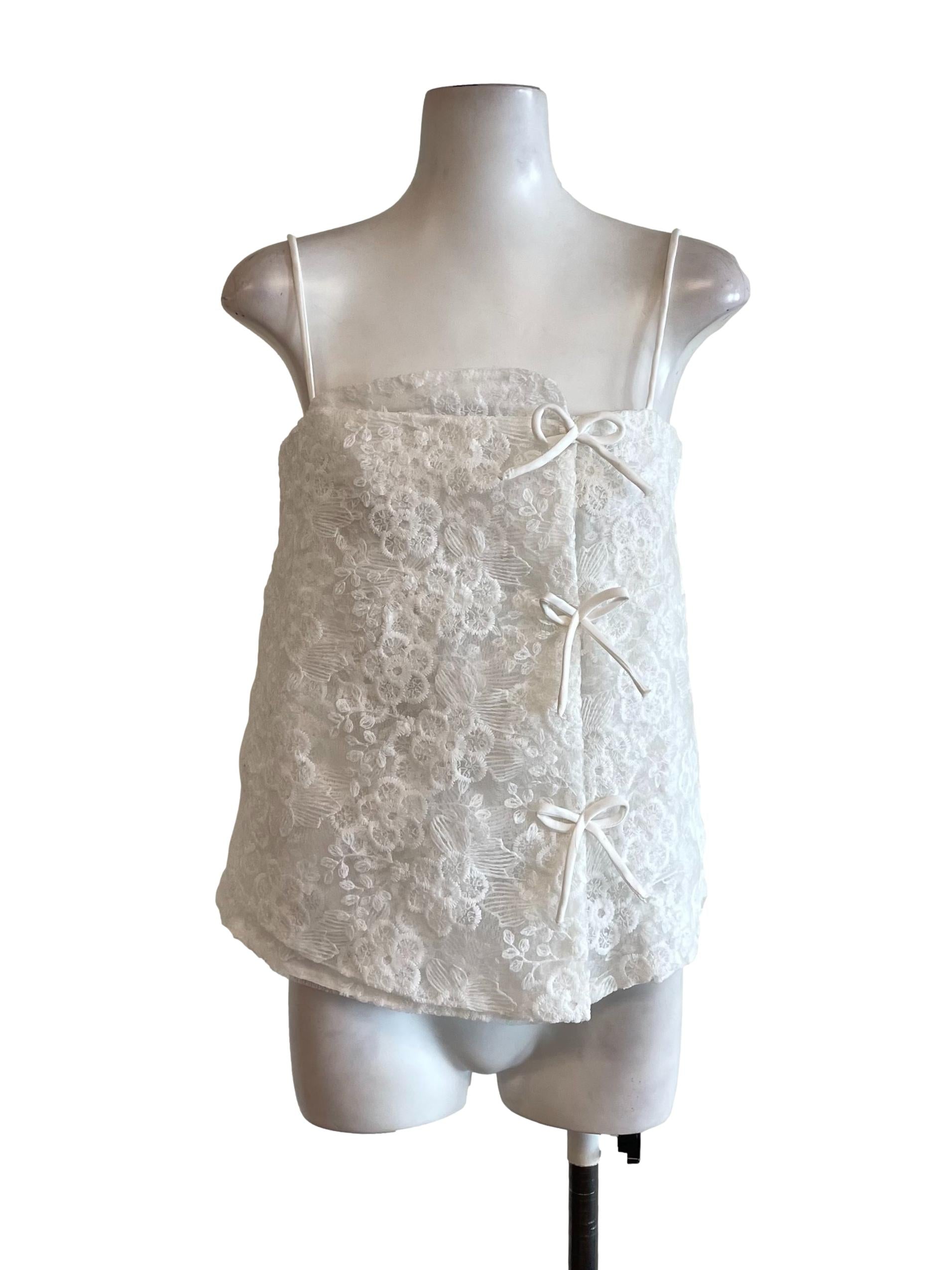 Daisy White Lace Ribbon Cami Top