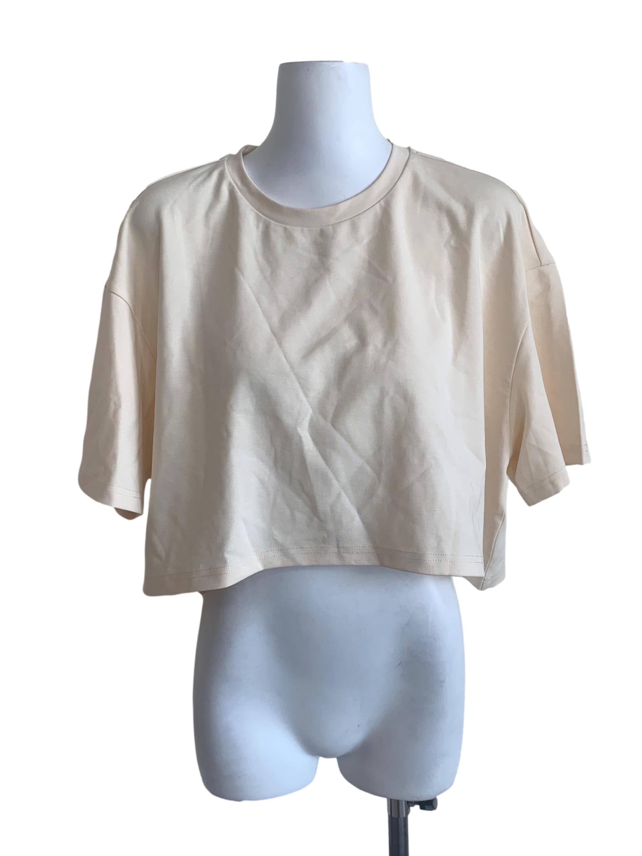 Ivory White Round Neck Crop Top