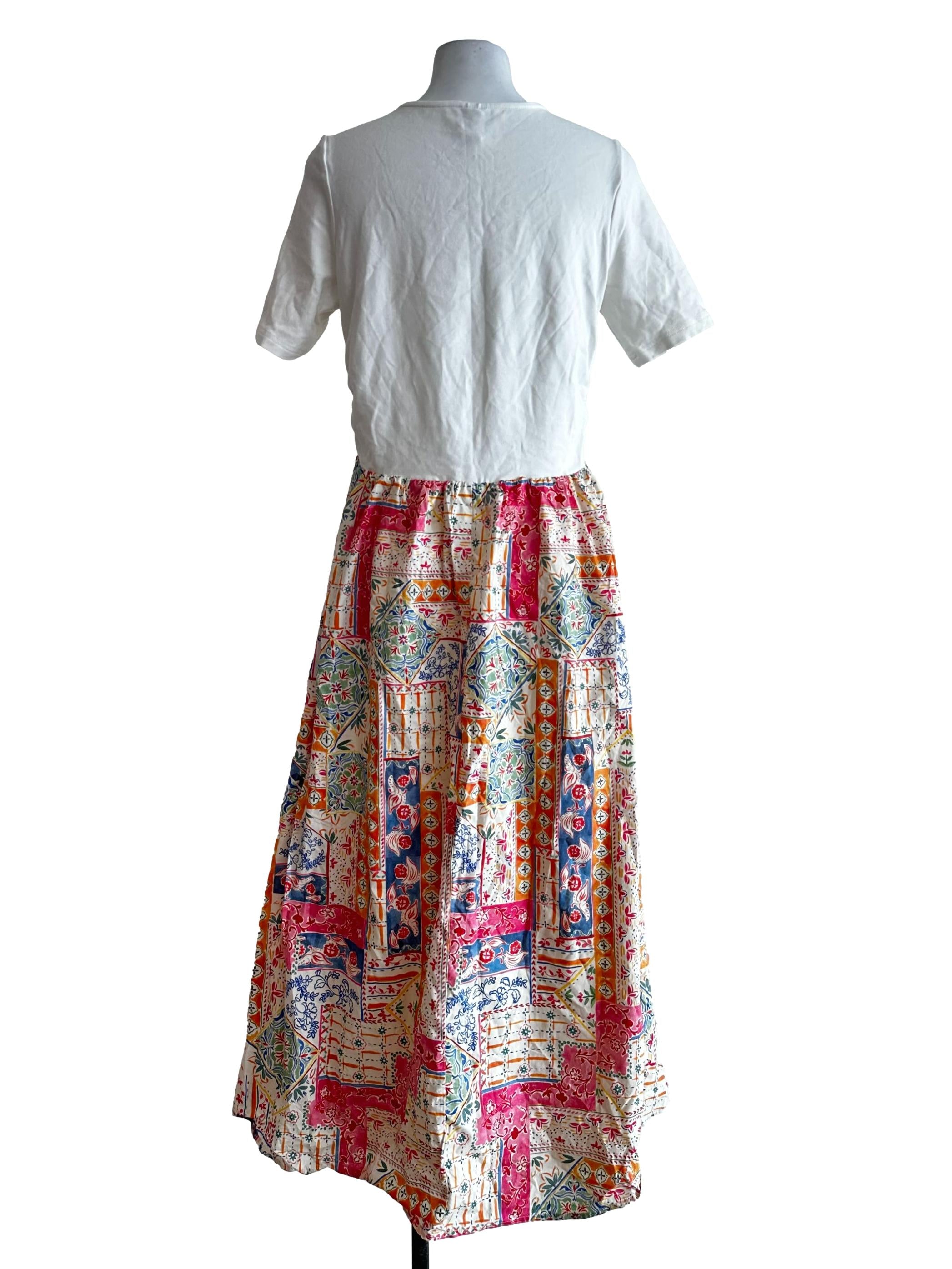 White Flower Printed Maxi Dress