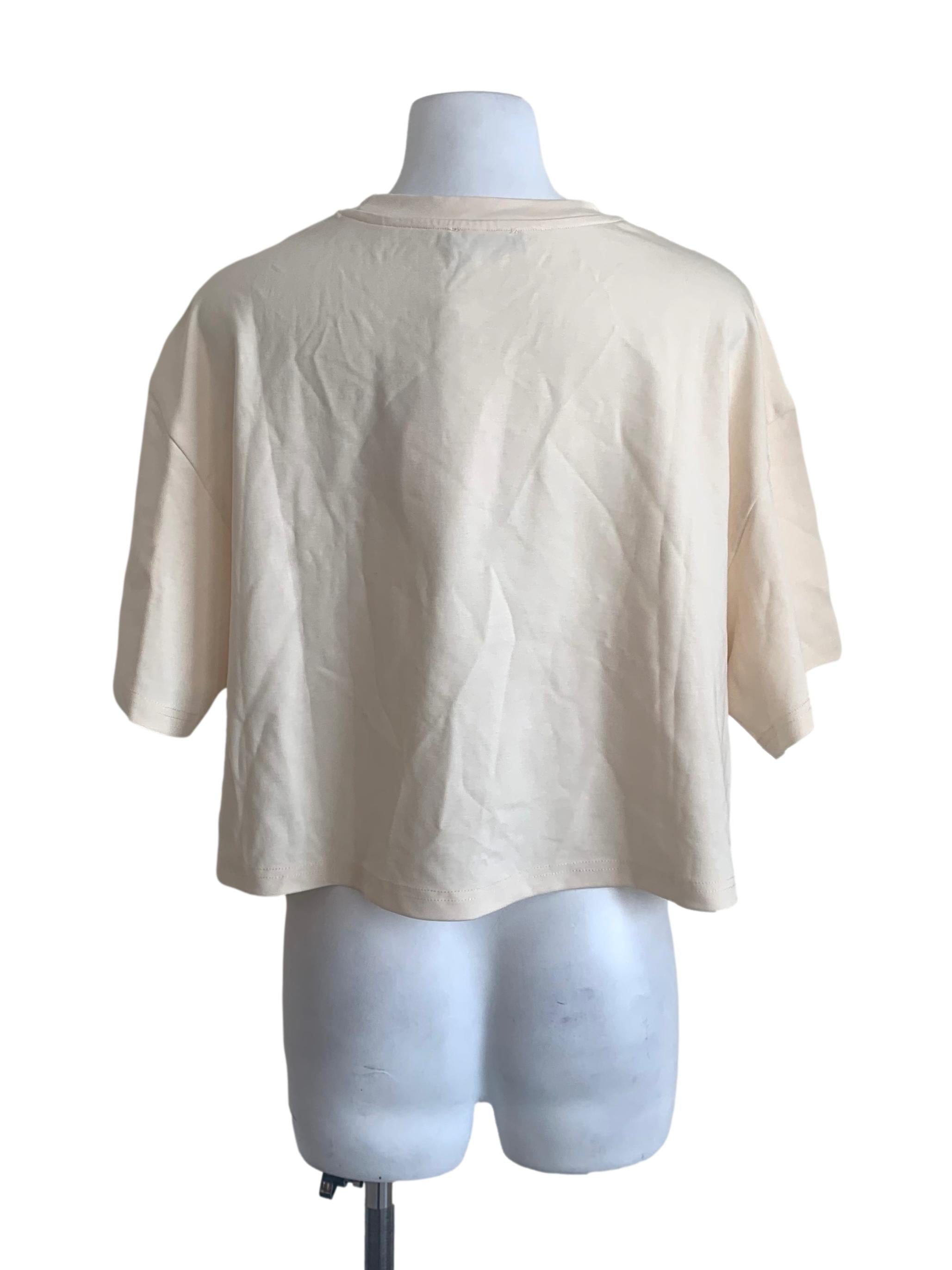 Ivory White Round Neck Crop Top