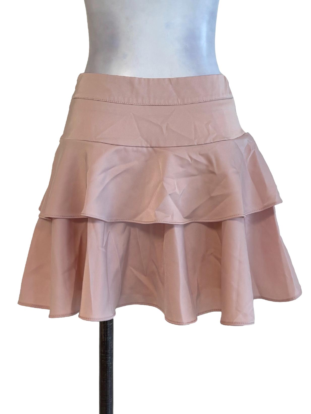 Pastel Pink Layered Short Skirt