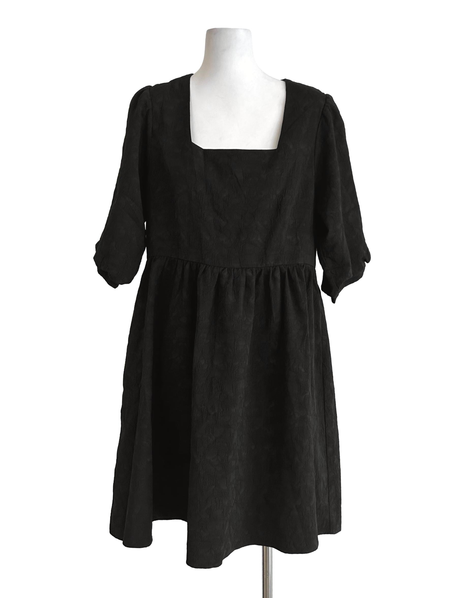 Off Black Textured Dress