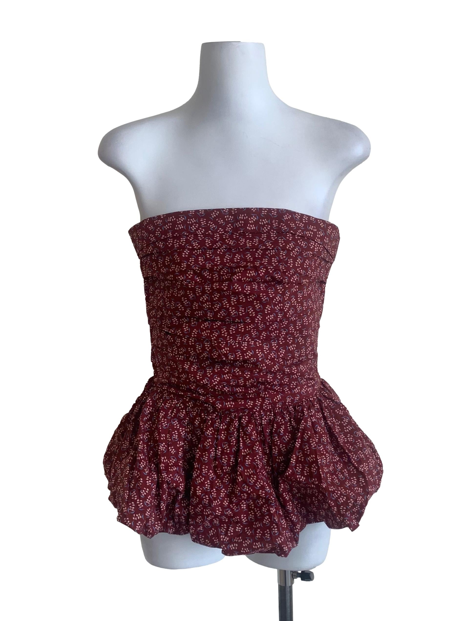 Berry Red Floral Pattern Balloon Top
