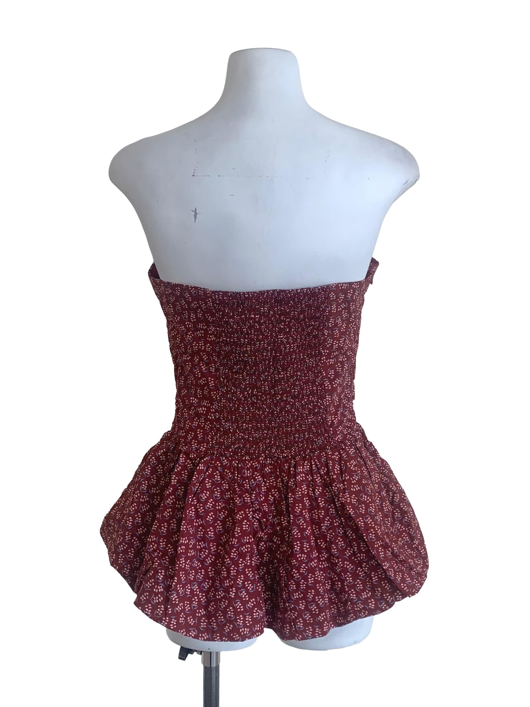 Berry Red Floral Pattern Balloon Top